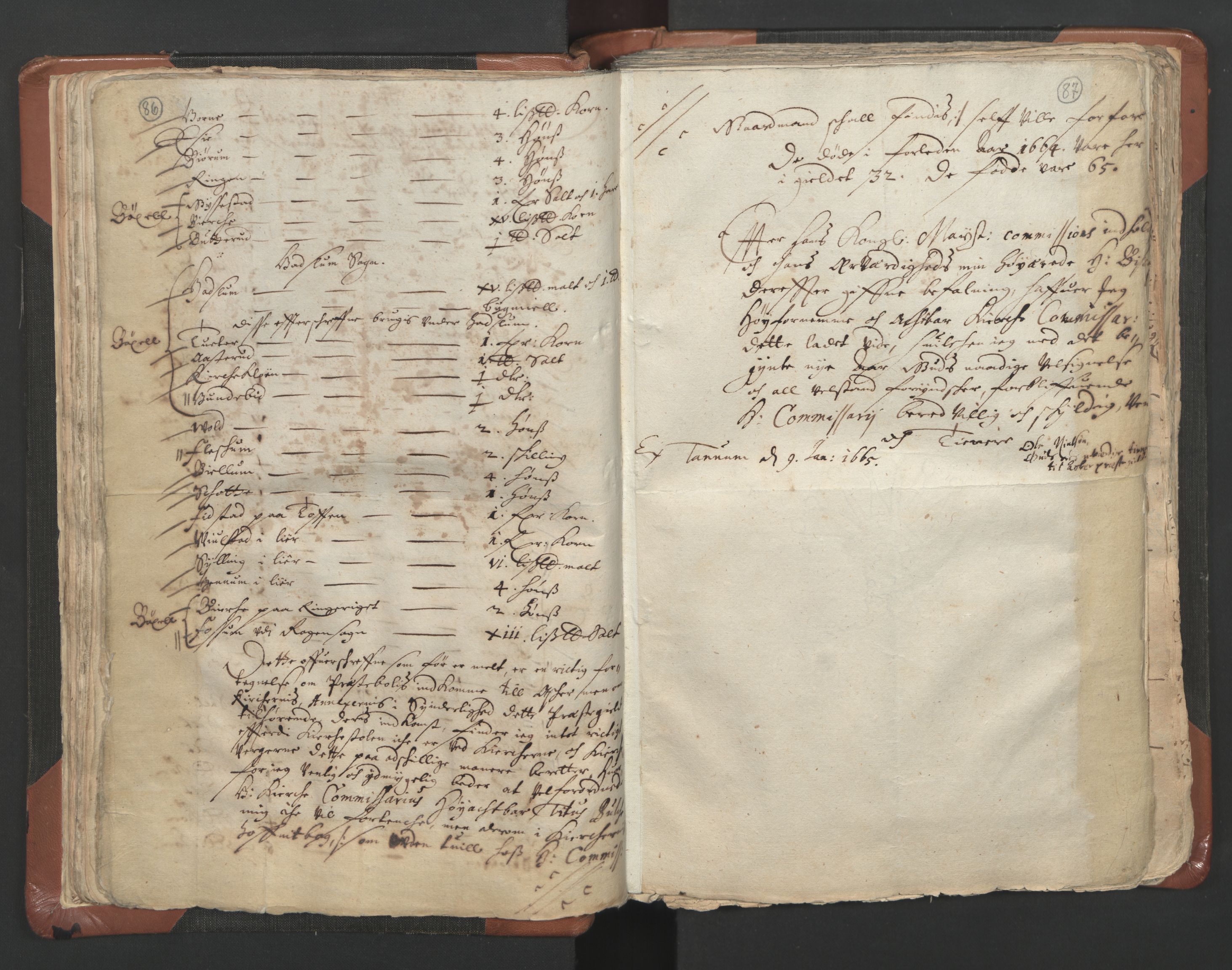 RA, Vicar's Census 1664-1666, no. 9: Bragernes deanery, 1664-1666, p. 86-87