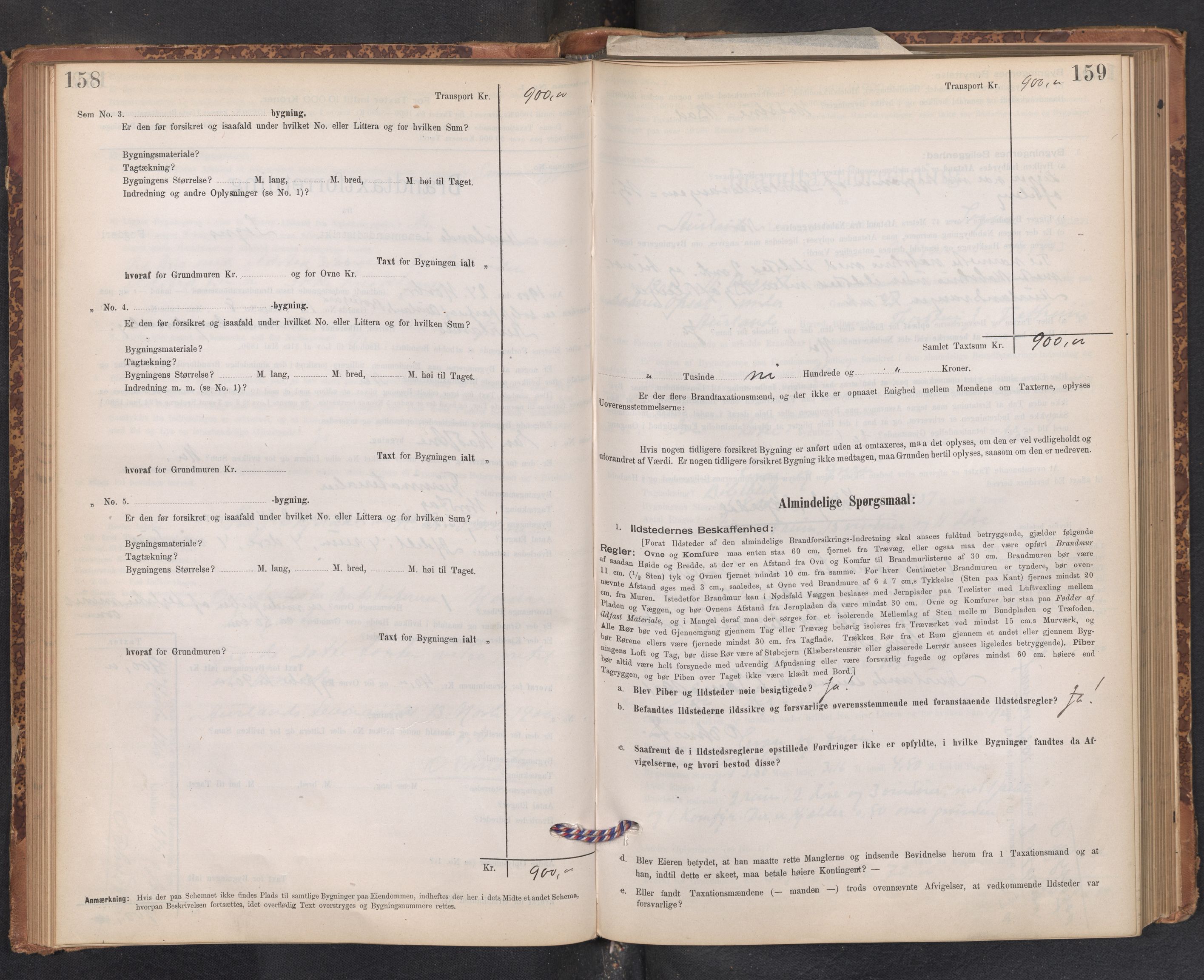 Lensmannen i Aurland, SAB/A-26401/0012/L0004: Branntakstprotokoll, skjematakst, 1895-1911, p. 158-159