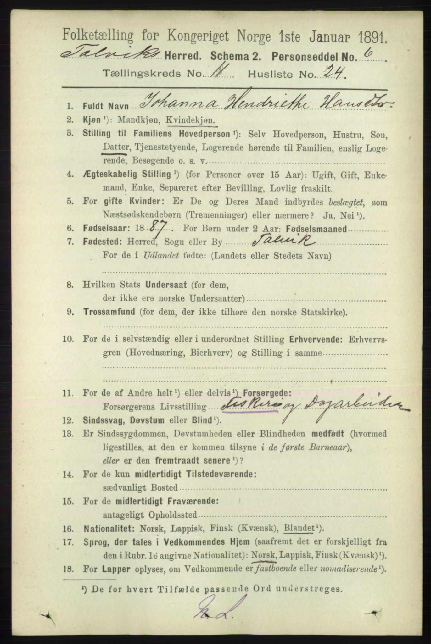 RA, 1891 census for 2013 Talvik, 1891, p. 2878