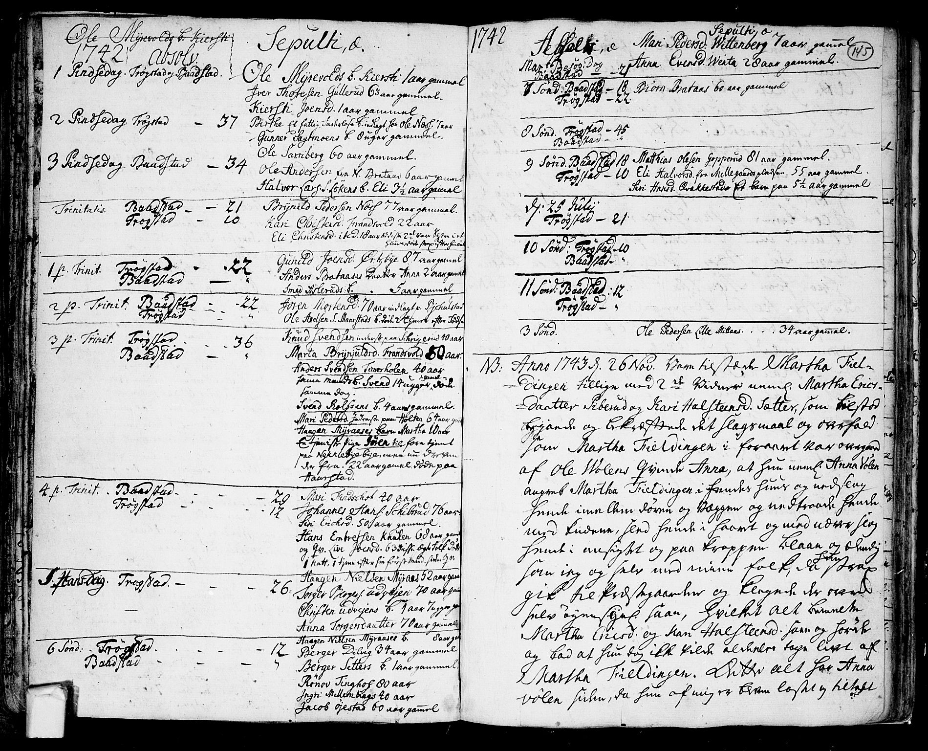 Trøgstad prestekontor Kirkebøker, SAO/A-10925/F/Fa/L0003: Parish register (official) no. I 3, 1721-1749, p. 145