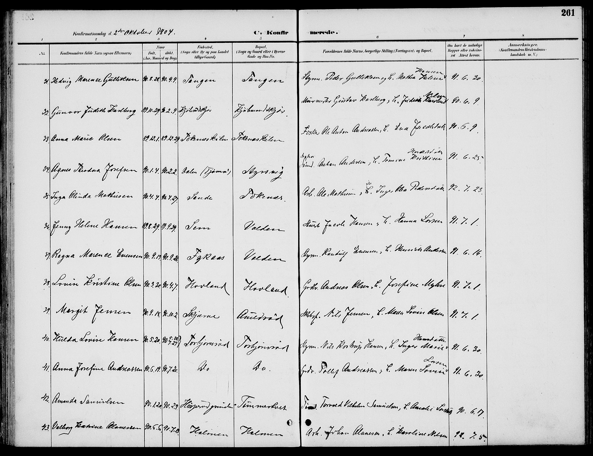 Nøtterøy kirkebøker, AV/SAKO-A-354/F/Fa/L0009: Parish register (official) no. I 9, 1894-1907, p. 261