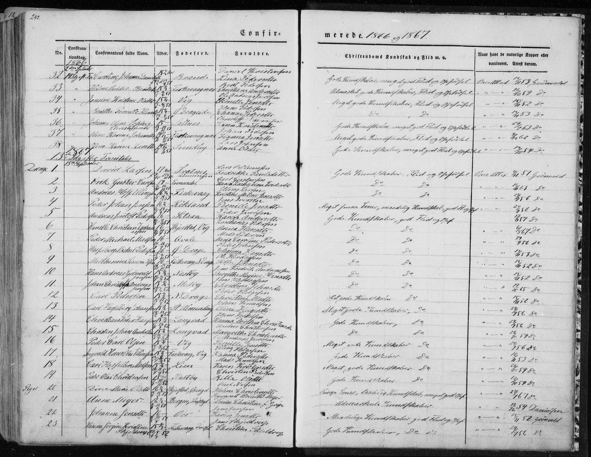 Ministerialprotokoller, klokkerbøker og fødselsregistre - Nordland, SAT/A-1459/847/L0666: Parish register (official) no. 847A06, 1842-1871, p. 242