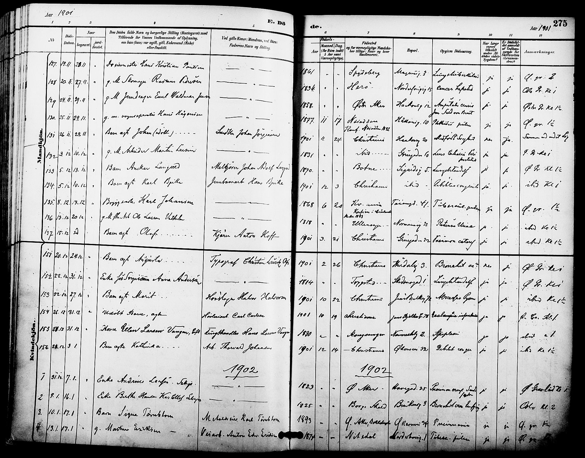 Kampen prestekontor Kirkebøker, SAO/A-10853/F/Fa/L0008: Parish register (official) no. I 8, 1892-1902, p. 275