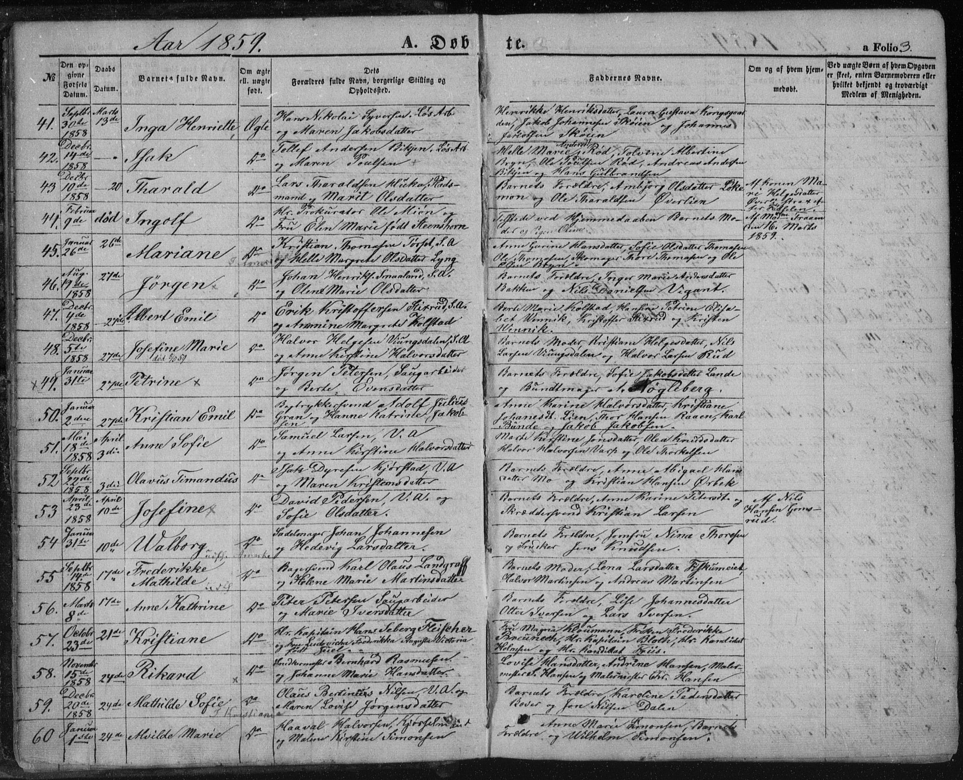 Kongsberg kirkebøker, AV/SAKO-A-22/F/Fa/L0010: Parish register (official) no. I 10, 1859-1875, p. 3