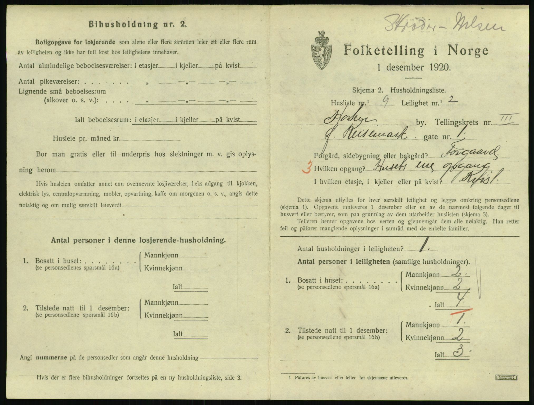 SAKO, 1920 census for Horten, 1920, p. 4163
