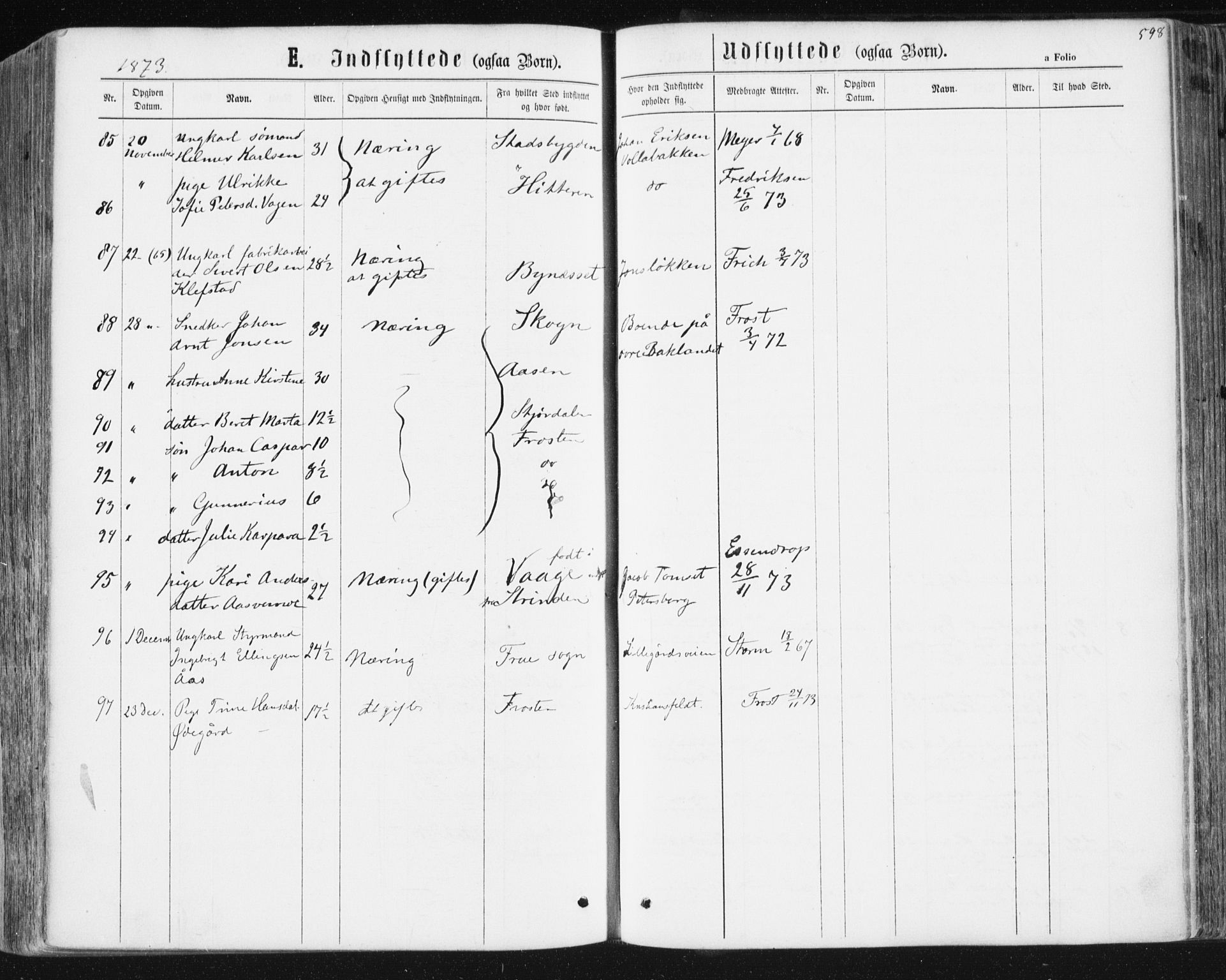 Ministerialprotokoller, klokkerbøker og fødselsregistre - Sør-Trøndelag, SAT/A-1456/604/L0186: Parish register (official) no. 604A07, 1866-1877, p. 598