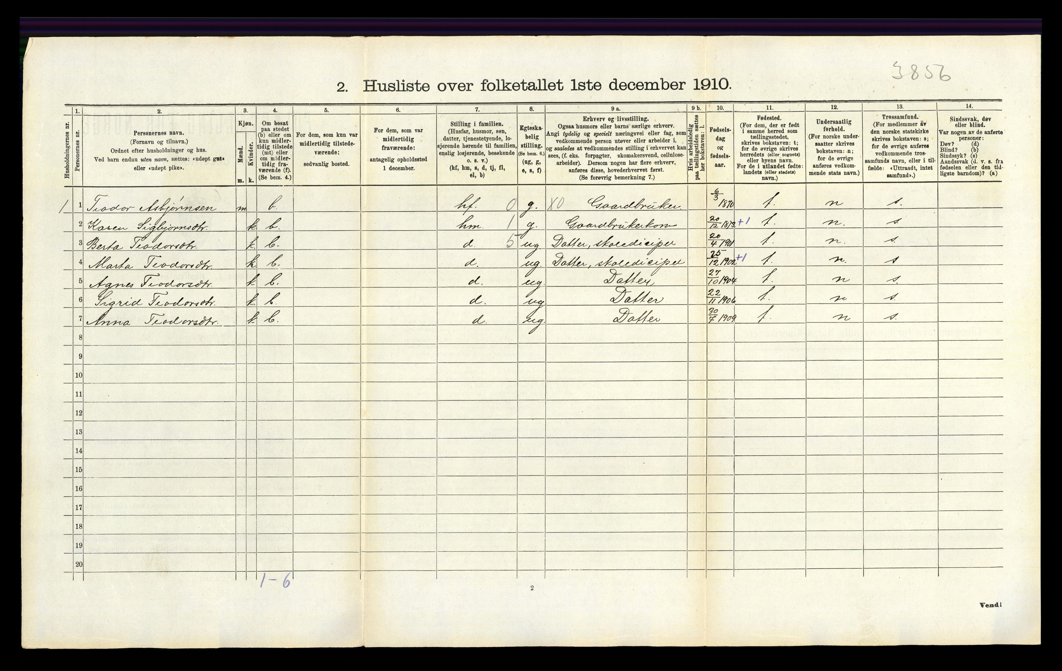 RA, 1910 census for Bakke, 1910, p. 156