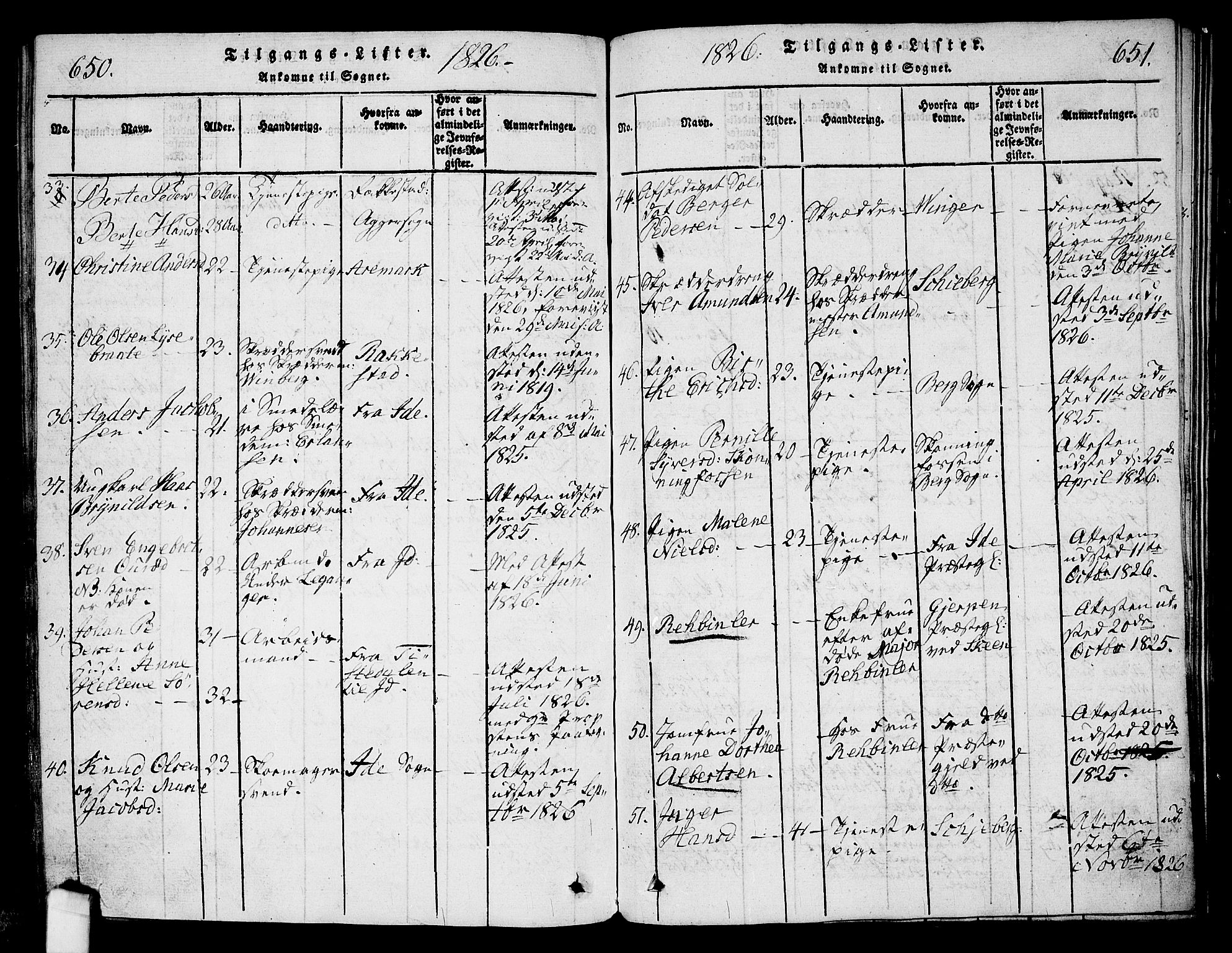 Halden prestekontor Kirkebøker, AV/SAO-A-10909/G/Ga/L0001: Parish register (copy) no. 1, 1815-1833, p. 650-651