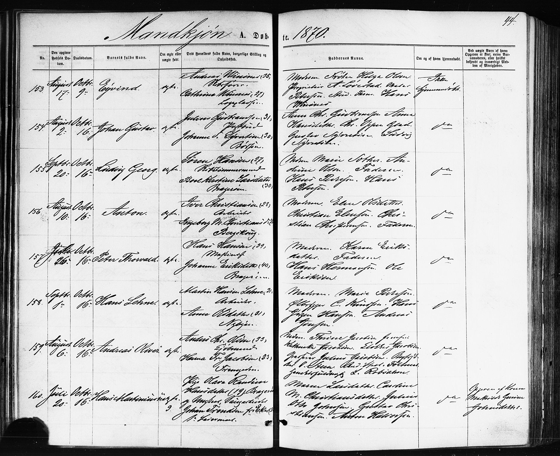 Bragernes kirkebøker, AV/SAKO-A-6/F/Fb/L0004: Parish register (official) no. II 4, 1869-1875, p. 44