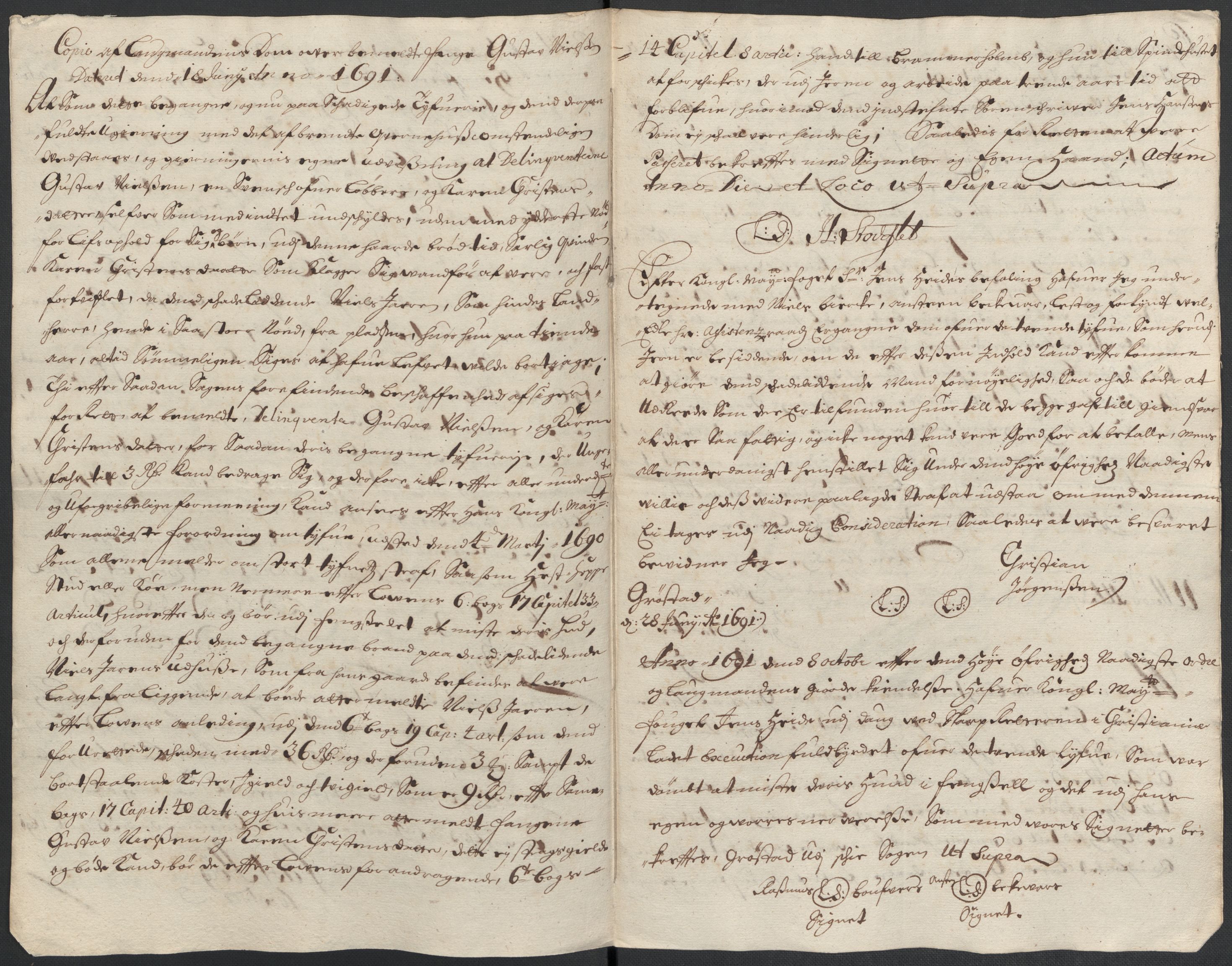 Rentekammeret inntil 1814, Reviderte regnskaper, Fogderegnskap, AV/RA-EA-4092/R08/L0425: Fogderegnskap Aker, 1690-1691, p. 183