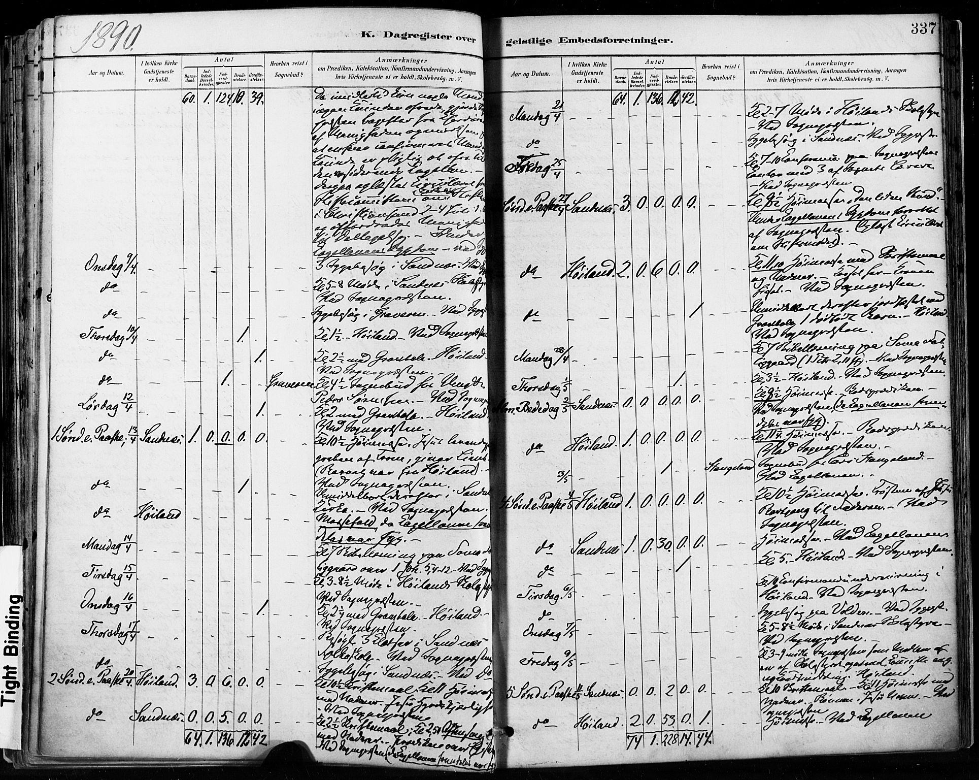 Høyland sokneprestkontor, AV/SAST-A-101799/001/30BA/L0013: Parish register (official) no. A 13.2, 1889-1898, p. 337