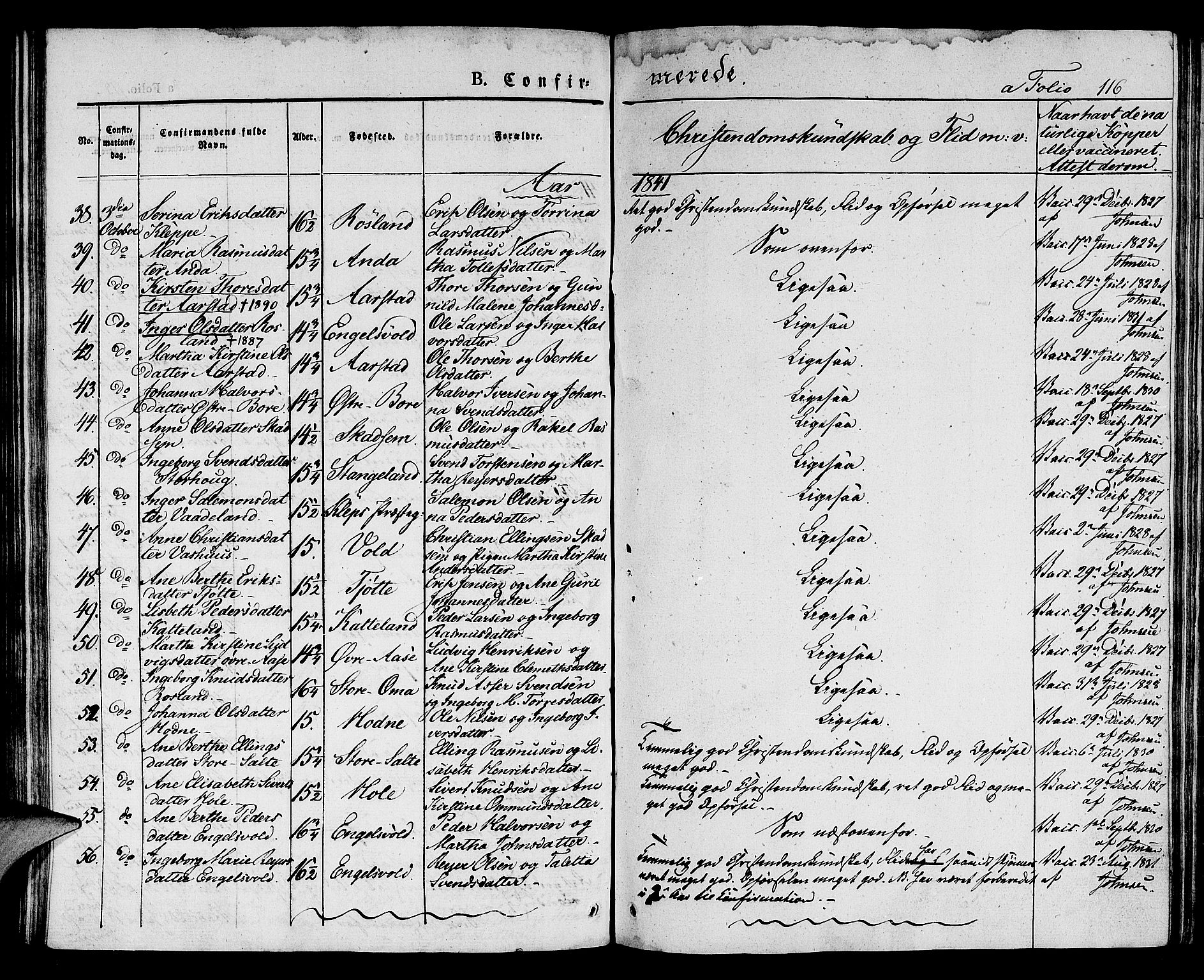 Klepp sokneprestkontor, SAST/A-101803/001/3/30BA/L0003: Parish register (official) no. A 3, 1833-1842, p. 116
