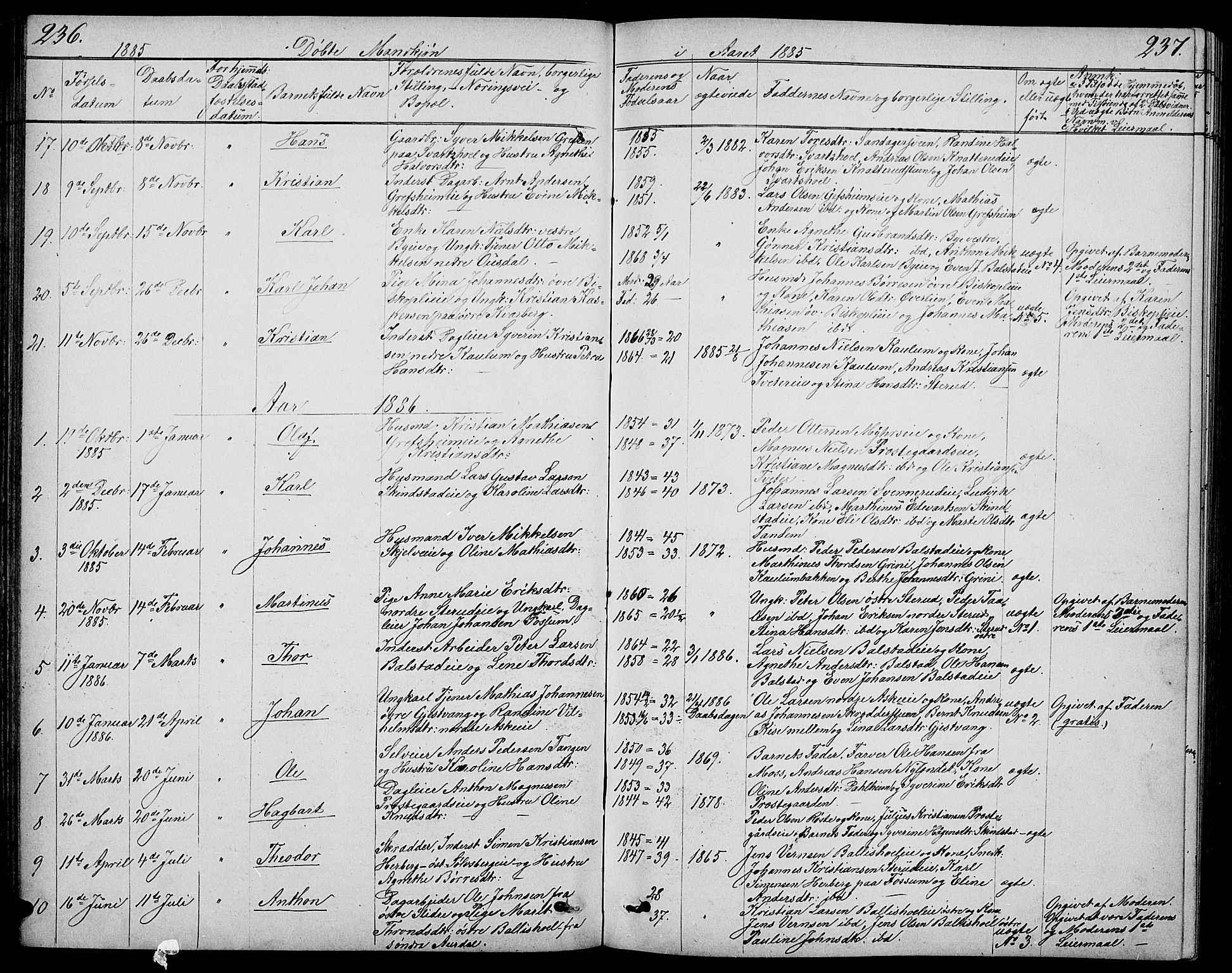 Nes prestekontor, Hedmark, AV/SAH-PREST-020/L/La/L0005: Parish register (copy) no. 5, 1852-1889, p. 236-237