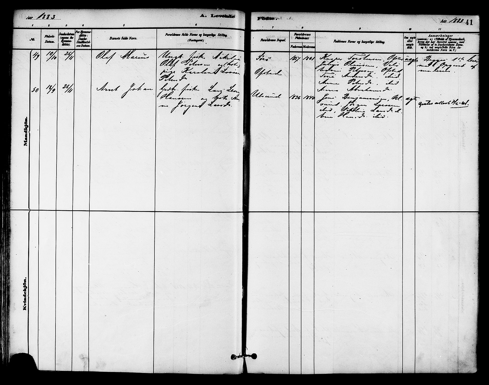 Ministerialprotokoller, klokkerbøker og fødselsregistre - Nord-Trøndelag, AV/SAT-A-1458/786/L0686: Parish register (official) no. 786A02, 1880-1887, p. 41