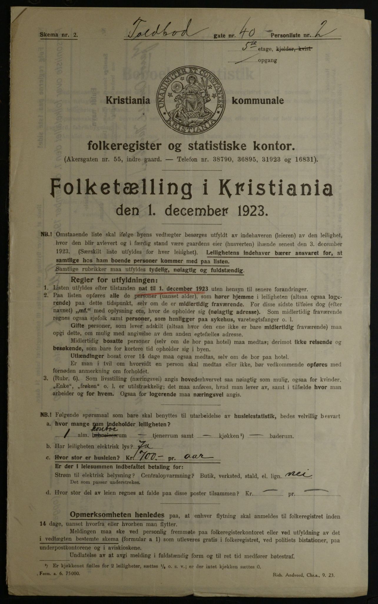 OBA, Municipal Census 1923 for Kristiania, 1923, p. 125183