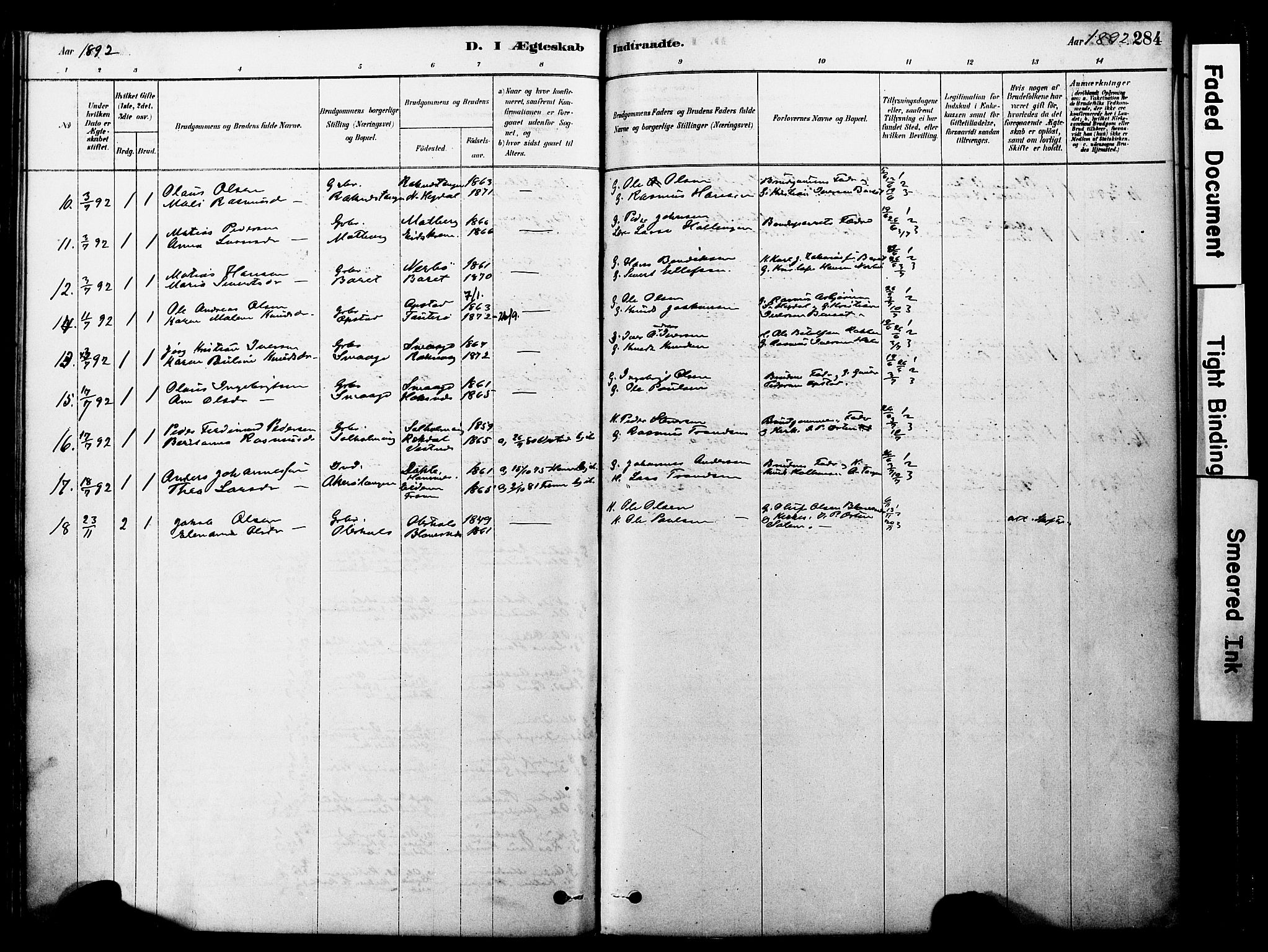 Ministerialprotokoller, klokkerbøker og fødselsregistre - Møre og Romsdal, AV/SAT-A-1454/560/L0721: Parish register (official) no. 560A05, 1878-1917, p. 284