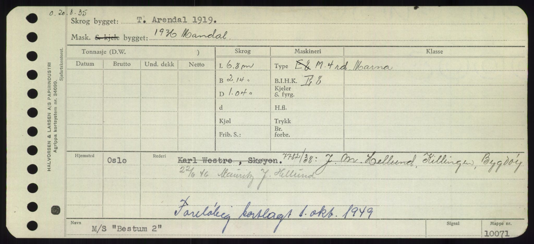 Sjøfartsdirektoratet med forløpere, Skipsmålingen, RA/S-1627/H/Hd/L0003: Fartøy, B-Bev, p. 939