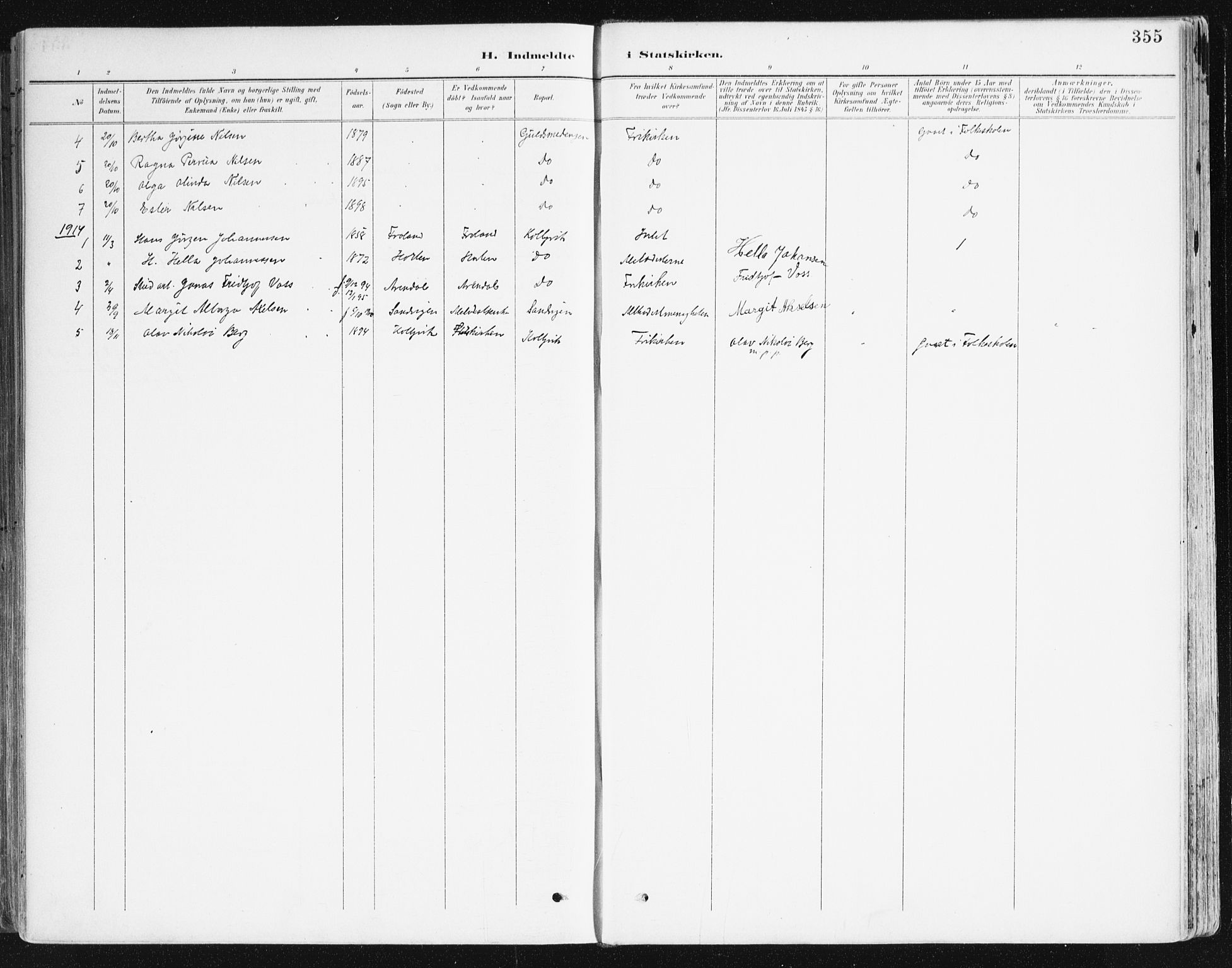 Hisøy sokneprestkontor, SAK/1111-0020/F/Fa/L0004: Parish register (official) no. A 4, 1895-1917, p. 355