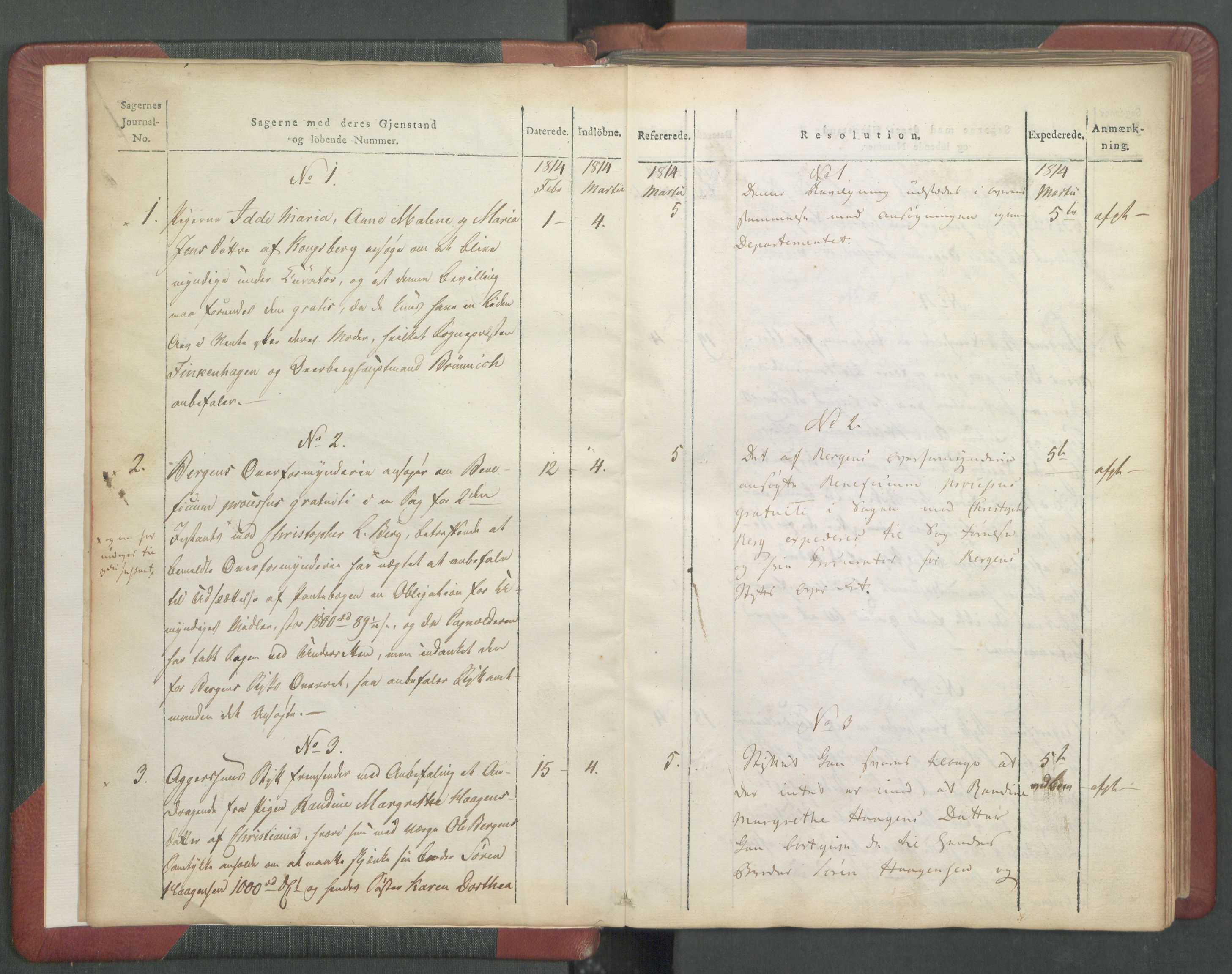 Departementene i 1814, AV/RA-S-3899/Fc/L0039: Journal A, 1814, p. 4