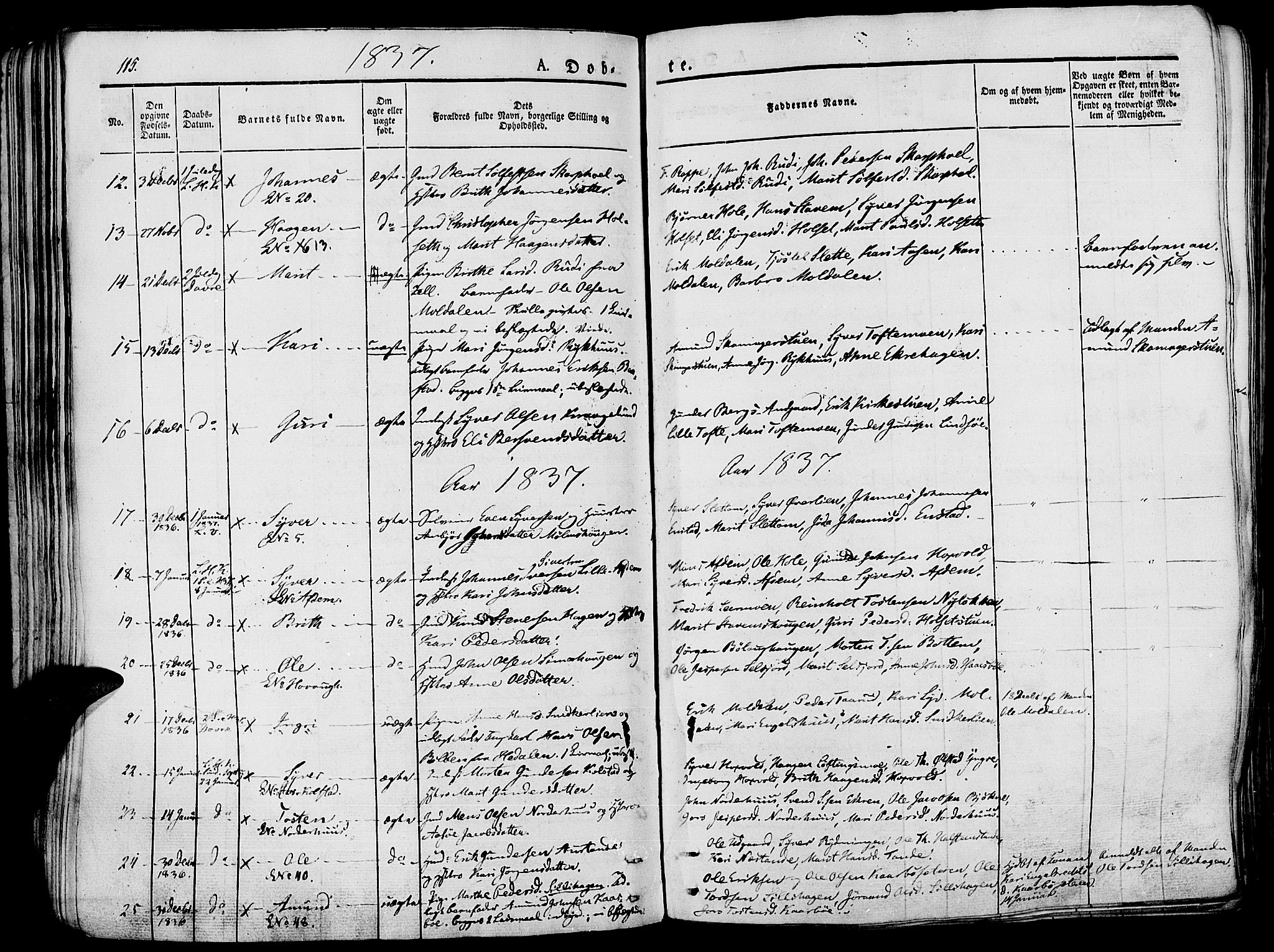 Lesja prestekontor, AV/SAH-PREST-068/H/Ha/Haa/L0005: Parish register (official) no. 5, 1830-1842, p. 115