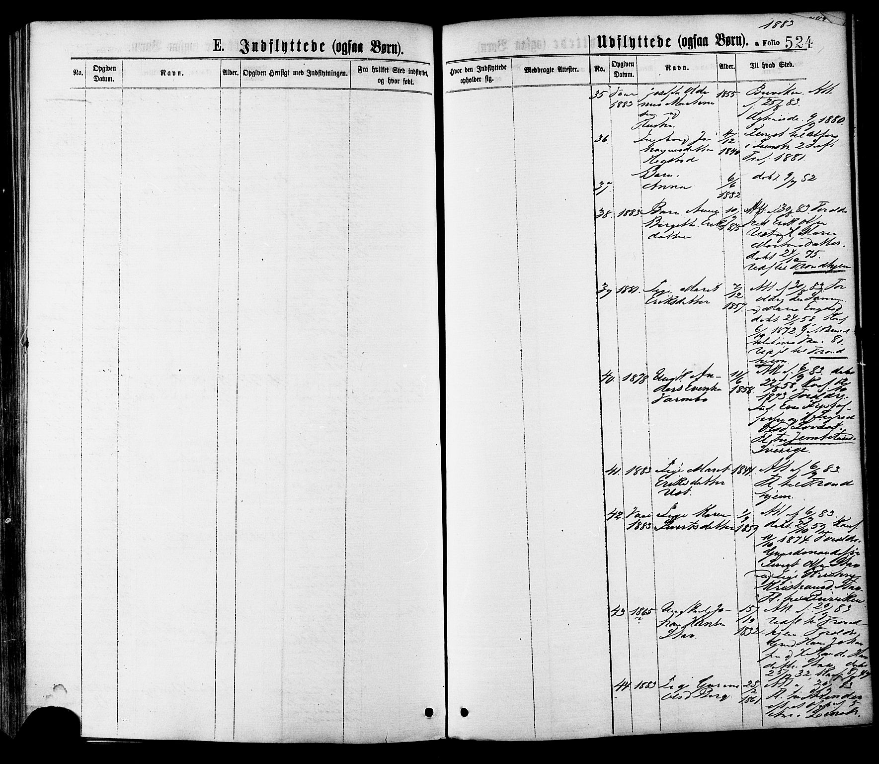 Ministerialprotokoller, klokkerbøker og fødselsregistre - Sør-Trøndelag, SAT/A-1456/691/L1079: Parish register (official) no. 691A11, 1873-1886, p. 524