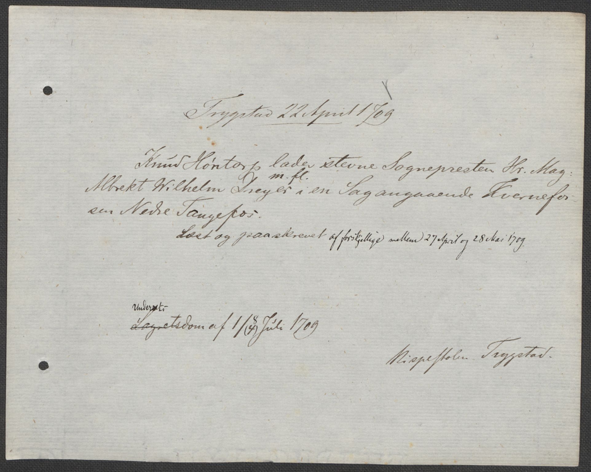 Riksarkivets diplomsamling, AV/RA-EA-5965/F15/L0004: Prestearkiv - Østfold, 1577-1709, p. 26