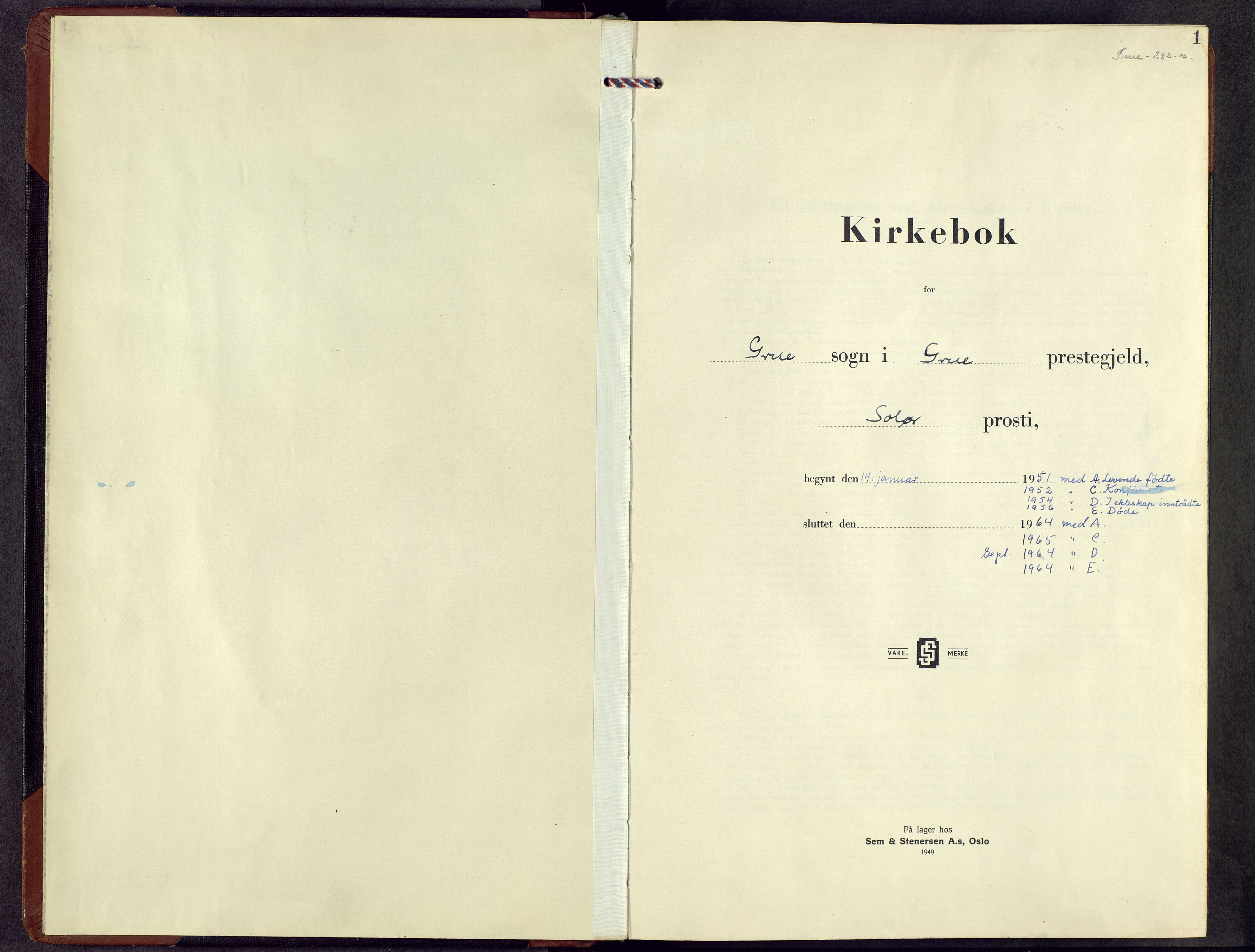 Grue prestekontor, AV/SAH-PREST-036/H/Ha/Hab/L0011: Parish register (copy) no. 11, 1951-1964, p. 0b-1a