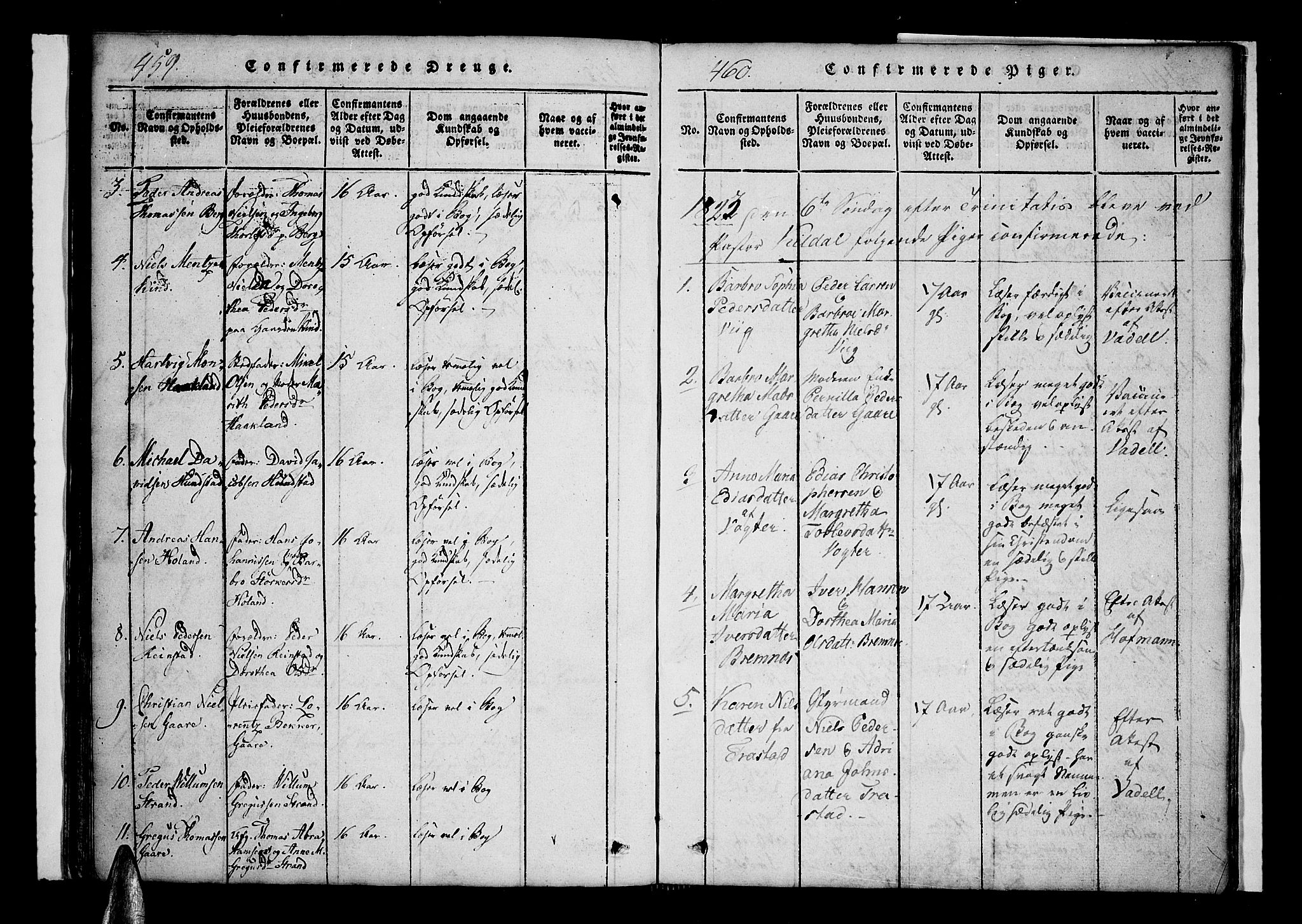 Kvæfjord sokneprestkontor, AV/SATØ-S-1323/G/Ga/Gaa/L0002kirke: Parish register (official) no. 2, 1821-1830, p. 459-460