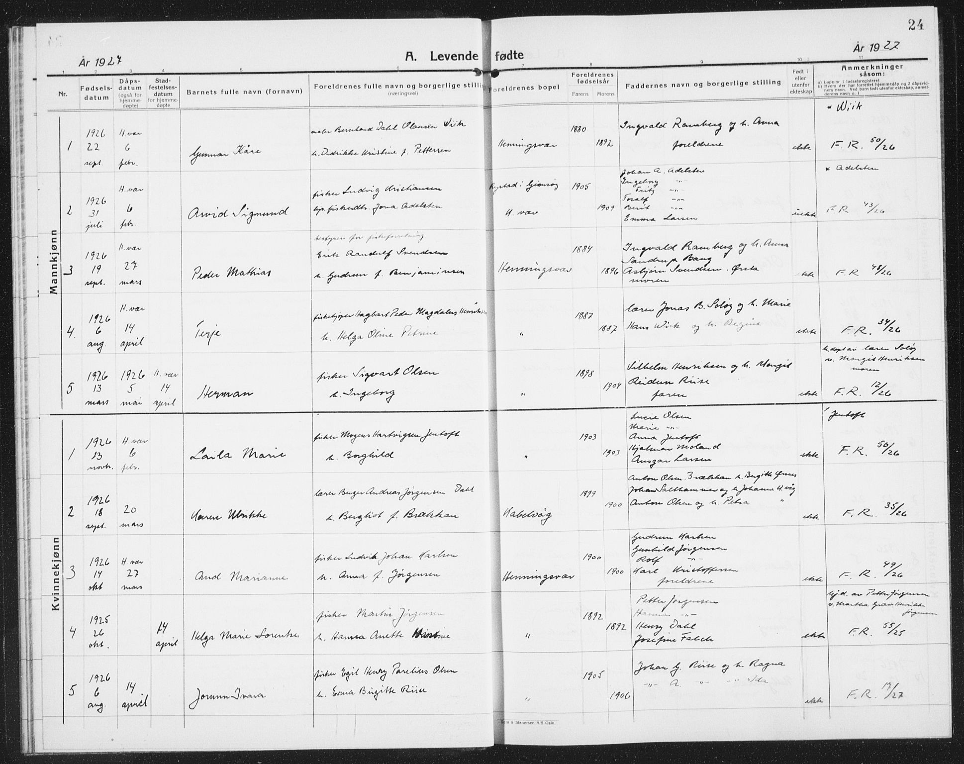 Ministerialprotokoller, klokkerbøker og fødselsregistre - Nordland, SAT/A-1459/874/L1081: Parish register (copy) no. 874C10, 1925-1941, p. 24