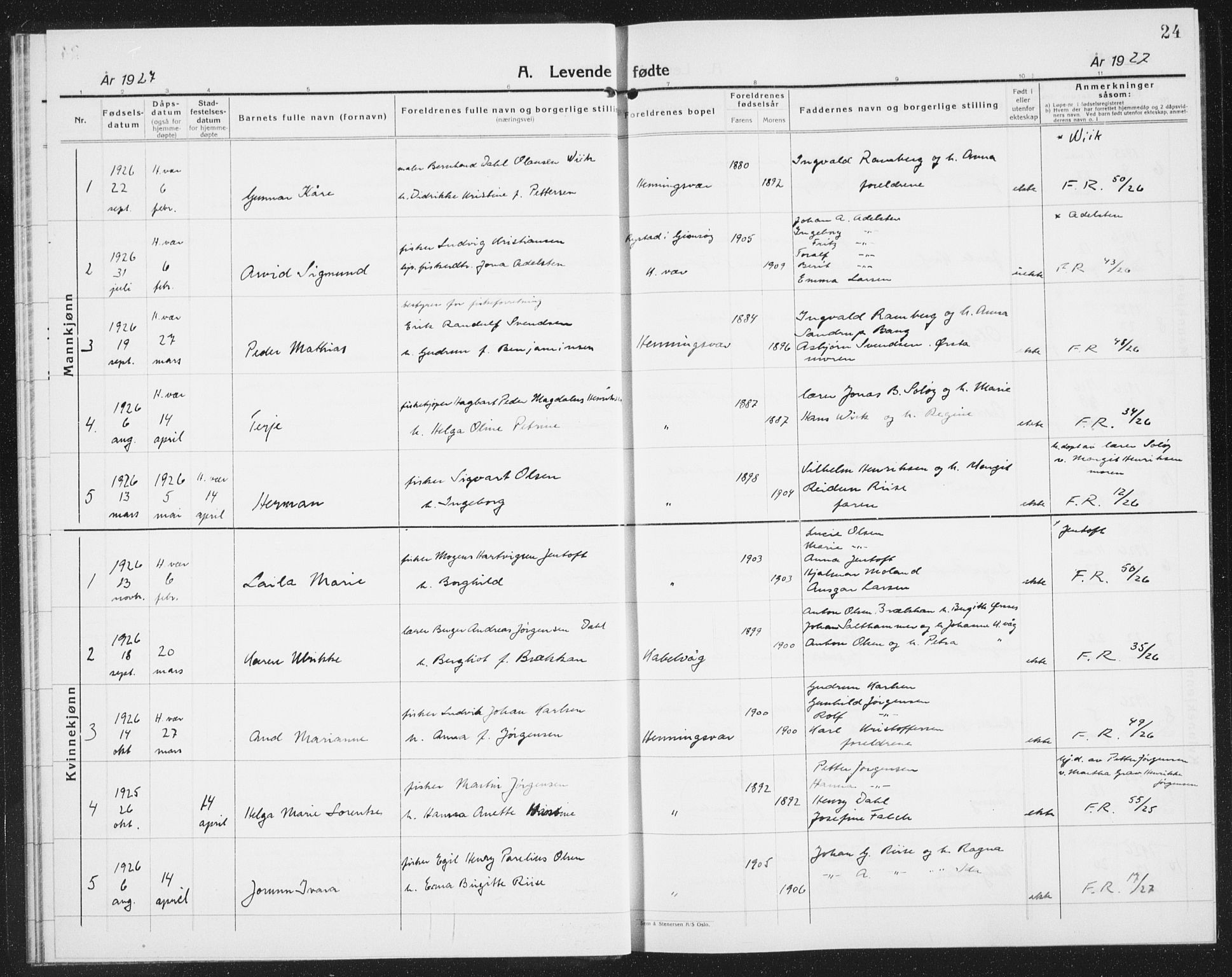 Ministerialprotokoller, klokkerbøker og fødselsregistre - Nordland, AV/SAT-A-1459/874/L1081: Parish register (copy) no. 874C10, 1925-1941, p. 24