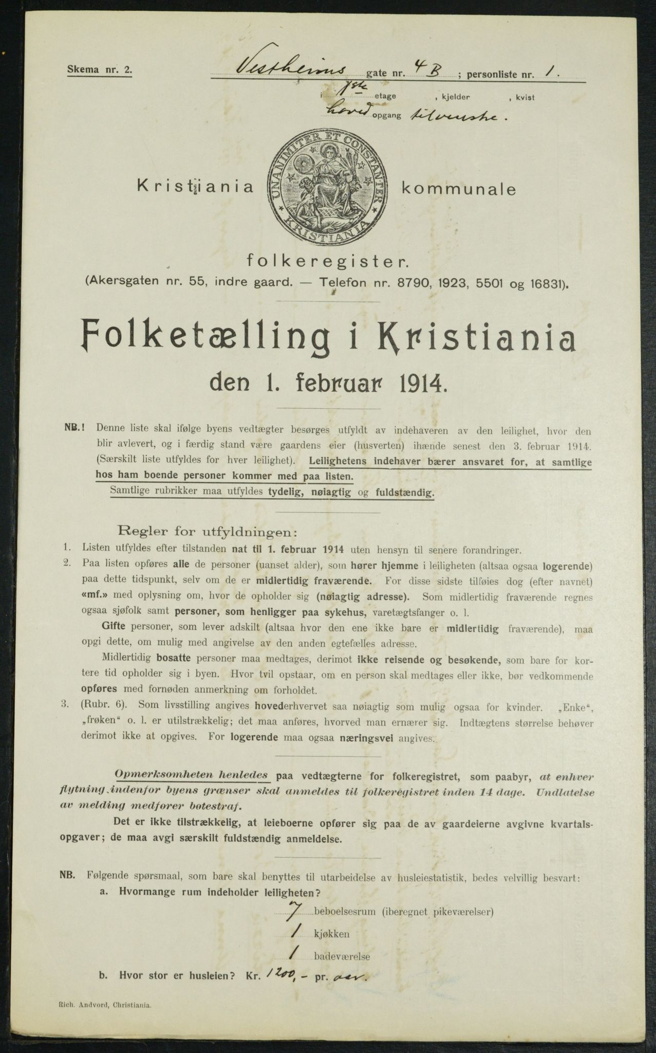 OBA, Municipal Census 1914 for Kristiania, 1914, p. 123518