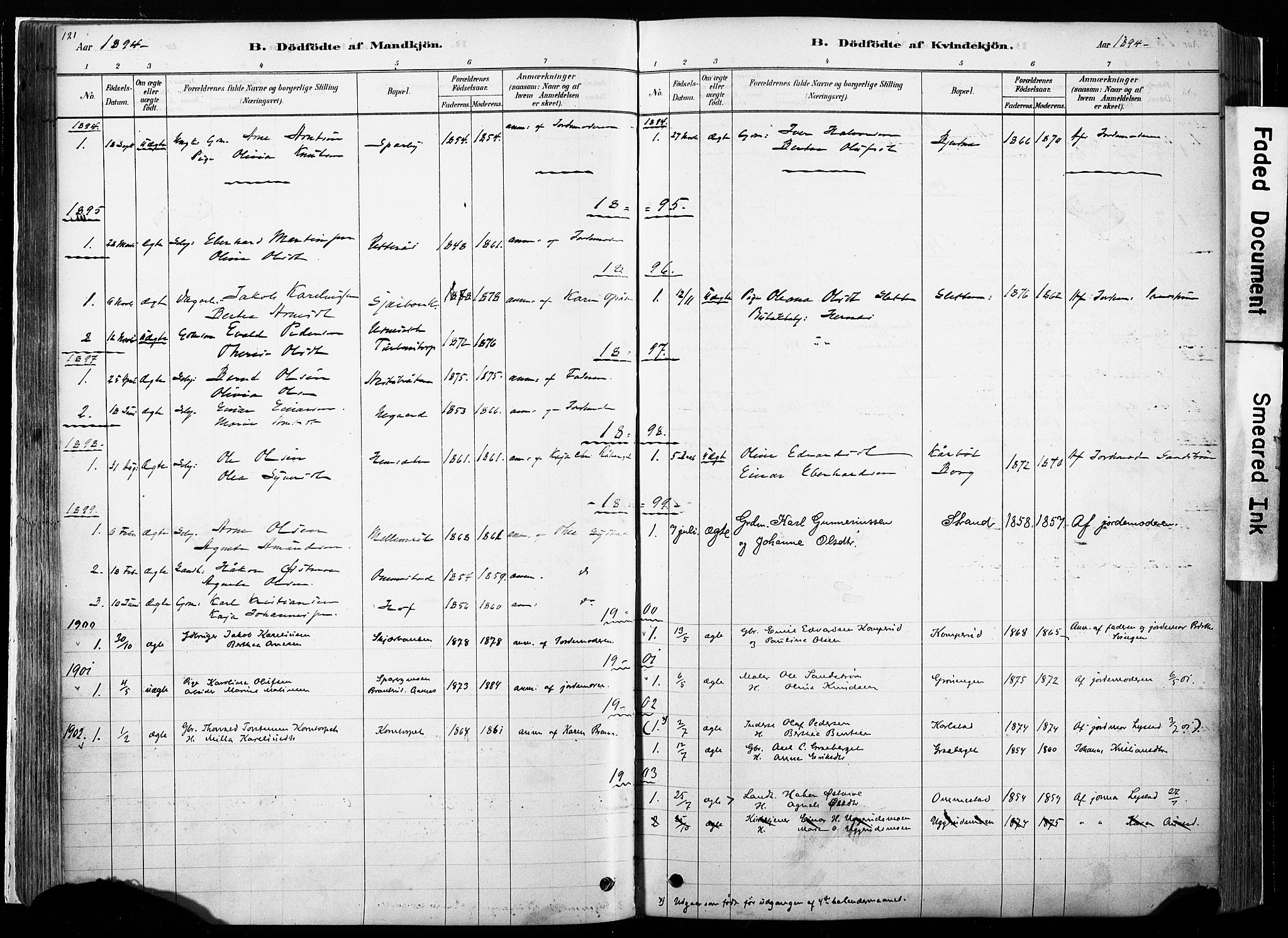 Hof prestekontor, SAH/PREST-038/H/Ha/Haa/L0010: Parish register (official) no. 10, 1878-1909, p. 121
