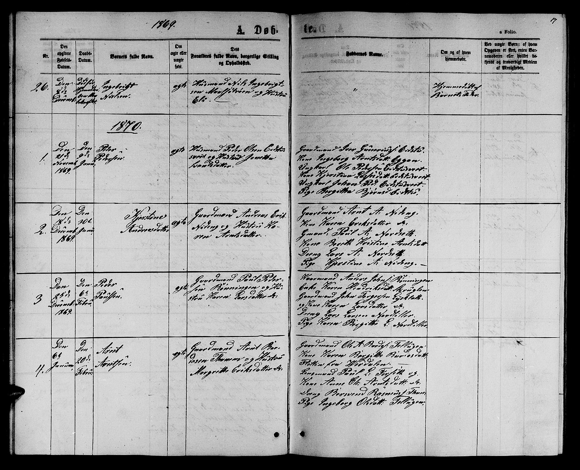 Ministerialprotokoller, klokkerbøker og fødselsregistre - Sør-Trøndelag, SAT/A-1456/618/L0451: Parish register (copy) no. 618C02, 1865-1883, p. 17