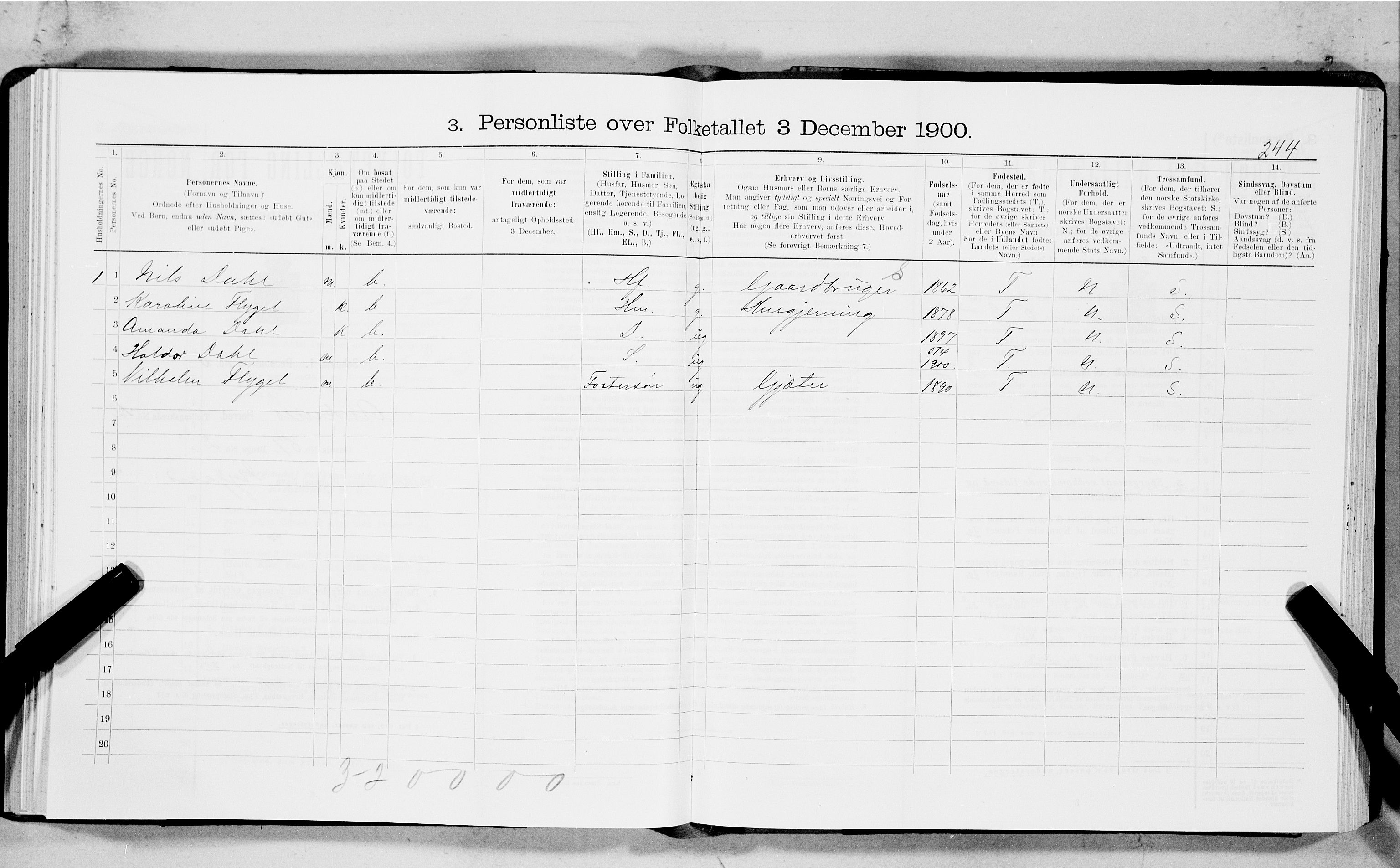 SAT, 1900 census for Ankenes, 1900, p. 1413