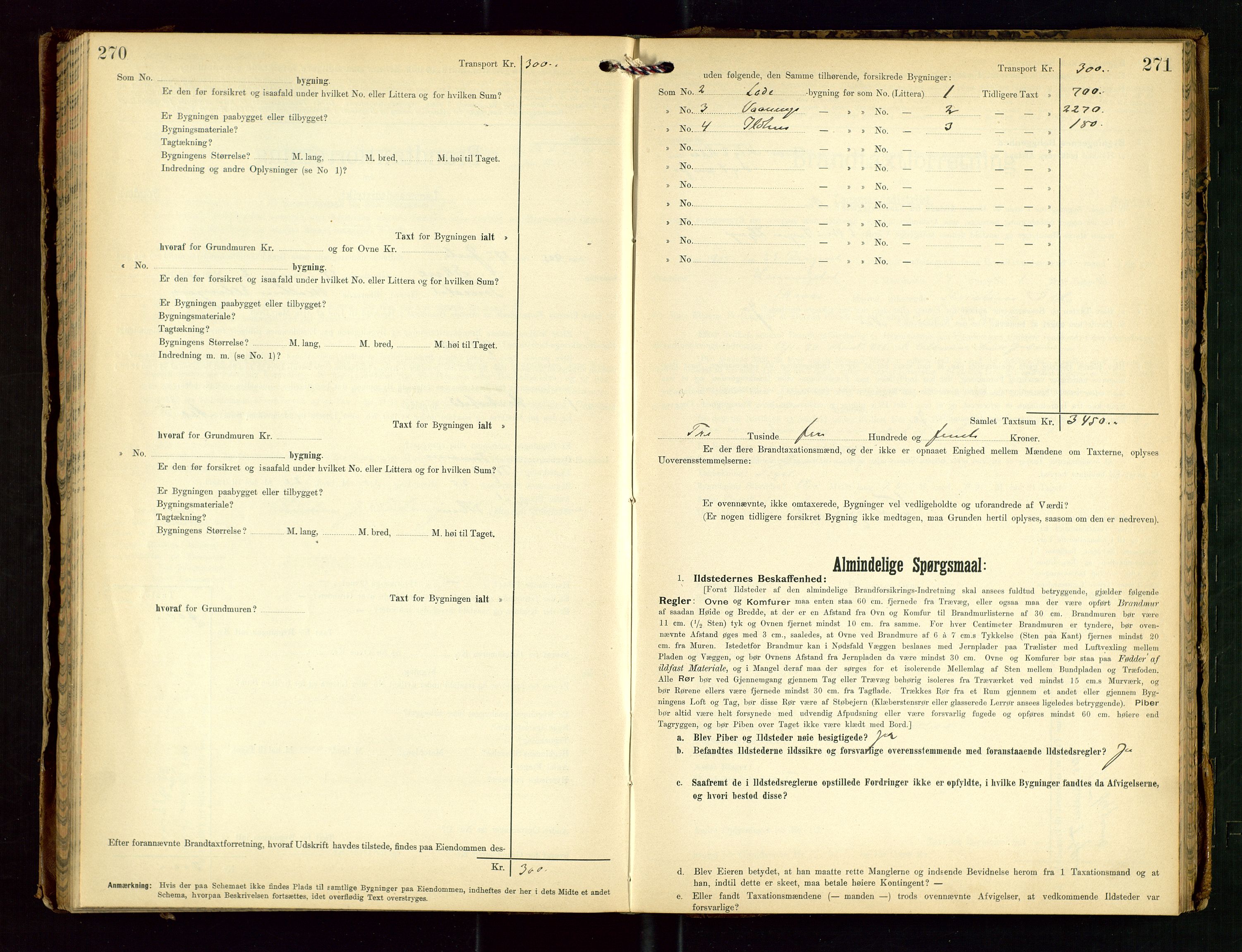 Torvestad lensmannskontor, SAST/A-100307/1/Gob/L0003: "Brandtaxationsprotokol for Torvestad Lensmannsdistrikt", 1905-1909, p. 270-271