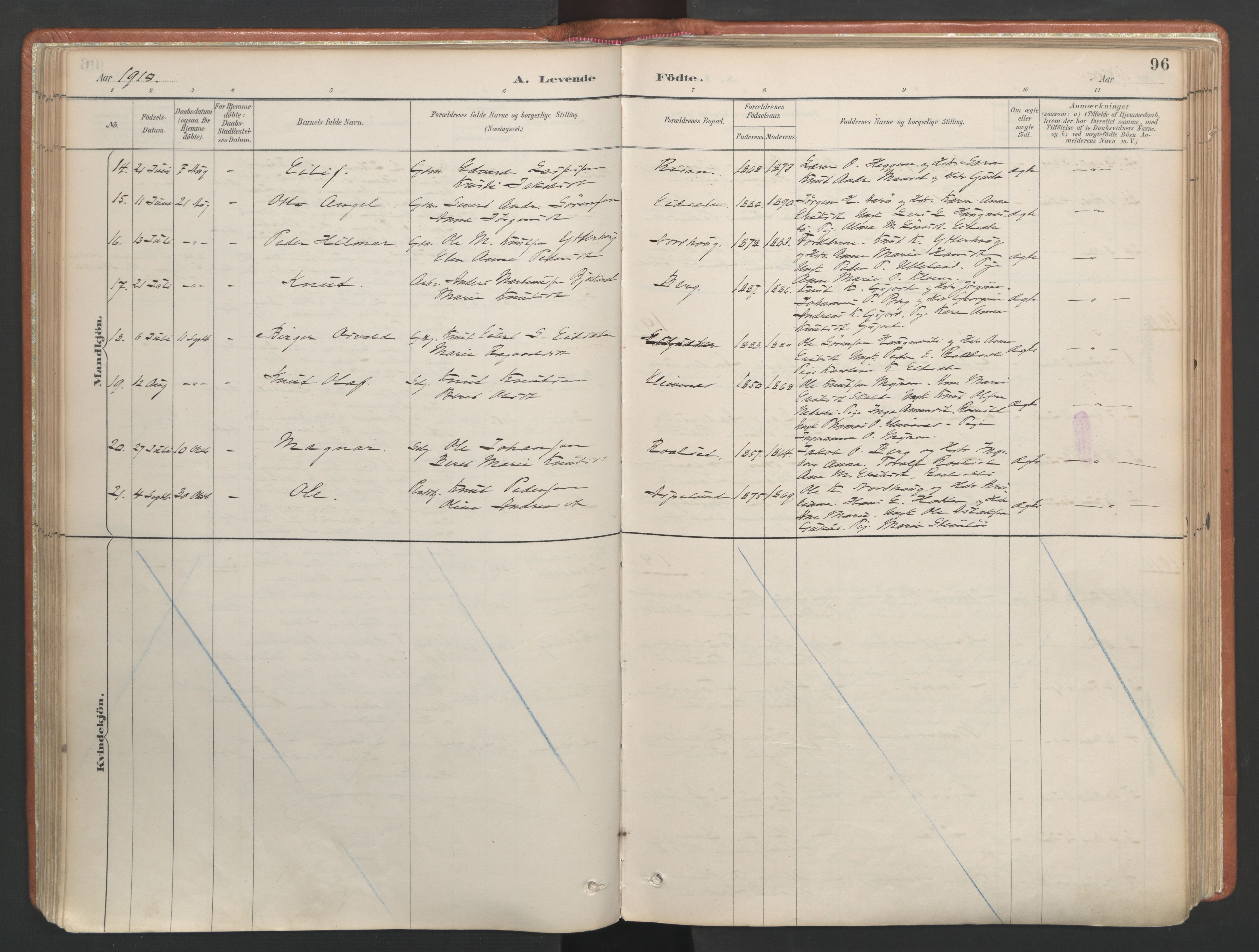 Ministerialprotokoller, klokkerbøker og fødselsregistre - Møre og Romsdal, AV/SAT-A-1454/557/L0682: Parish register (official) no. 557A04, 1887-1970, p. 96