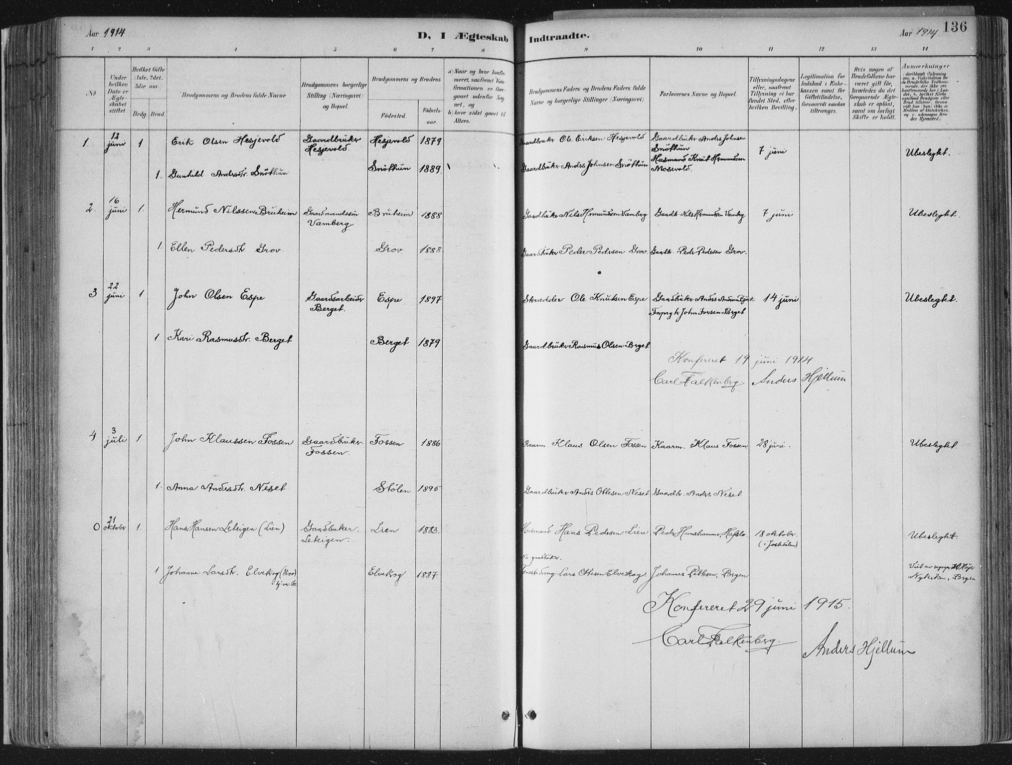 Jostedal sokneprestembete, SAB/A-80601/H/Haa/Haab/L0001: Parish register (official) no. B 1, 1887-1914, p. 136