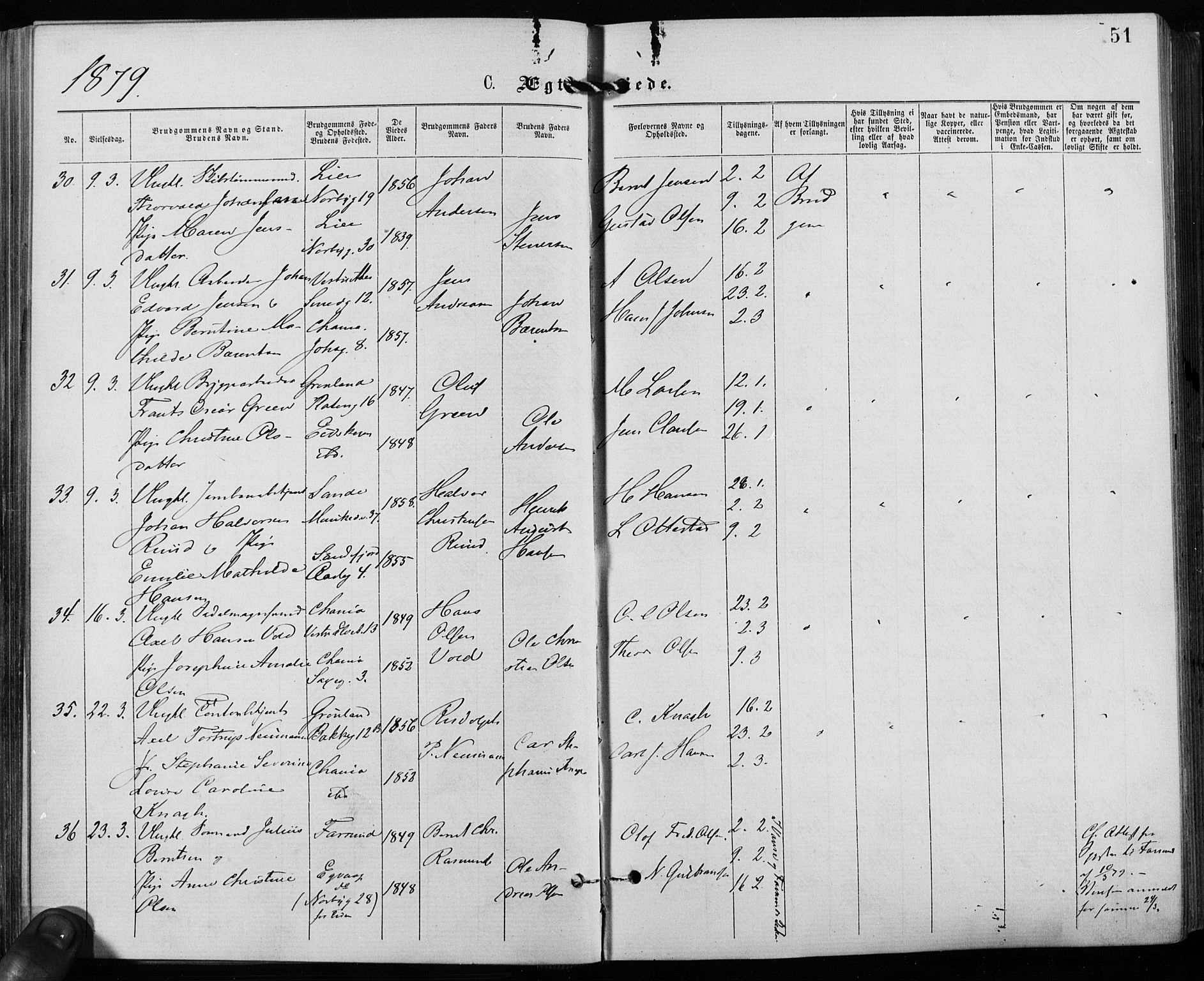 Grønland prestekontor Kirkebøker, SAO/A-10848/F/Fa/L0006: Parish register (official) no. 6, 1877-1886, p. 51