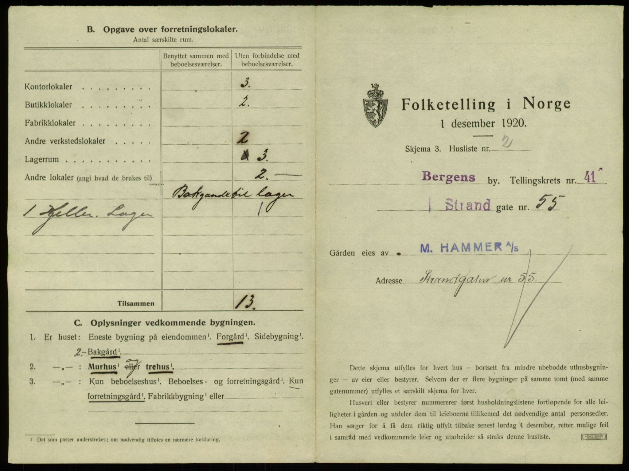 SAB, 1920 census for Bergen, 1920, p. 3832