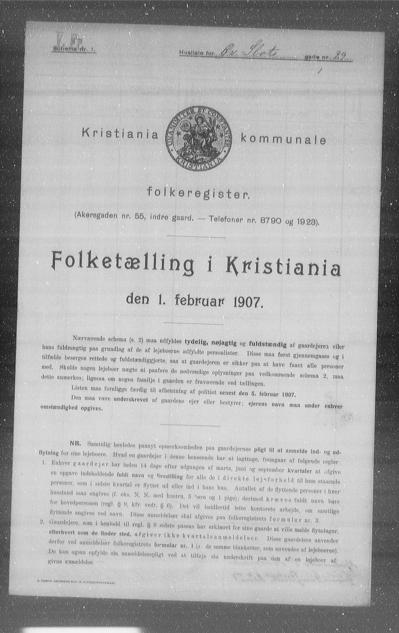 OBA, Municipal Census 1907 for Kristiania, 1907, p. 65943