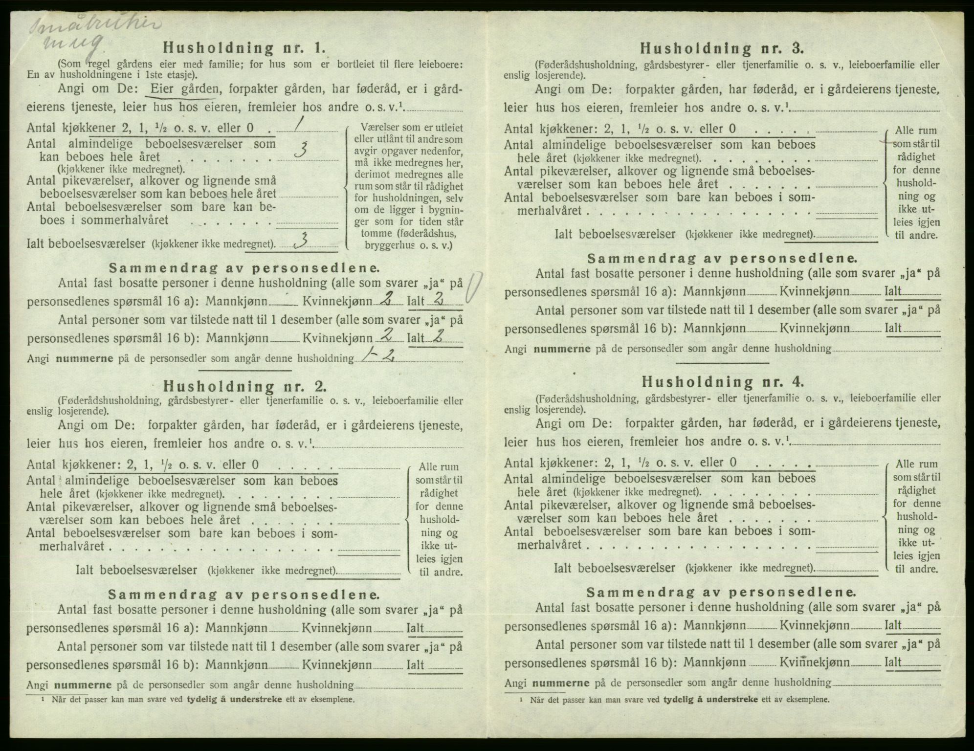 SAB, 1920 census for Fjelberg, 1920, p. 502