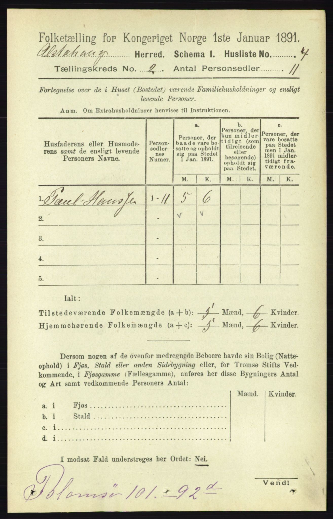 RA, 1891 census for 1820 Alstahaug, 1891, p. 428