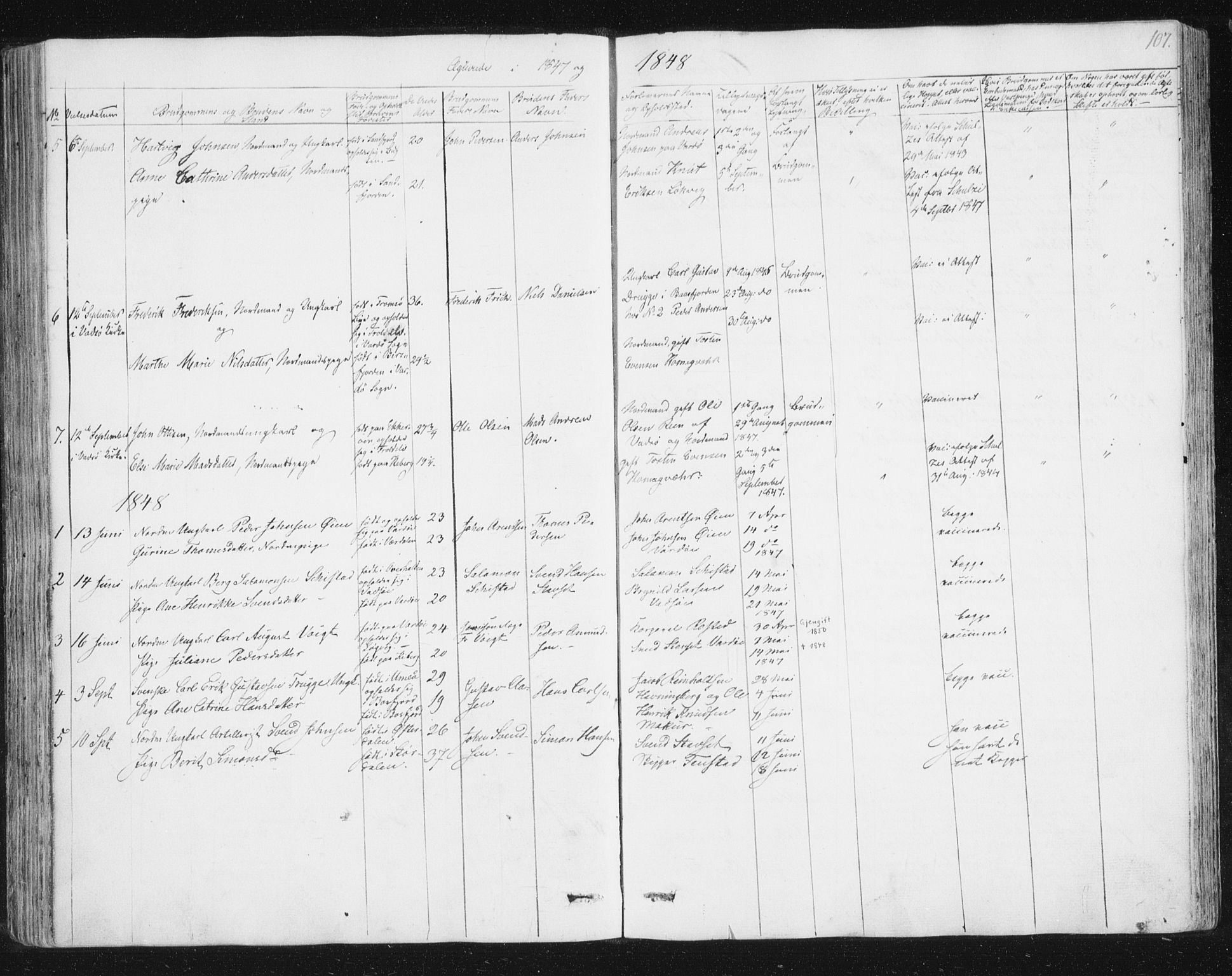 Vardø sokneprestkontor, SATØ/S-1332/H/Ha/L0003kirke: Parish register (official) no. 3, 1843-1861, p. 107