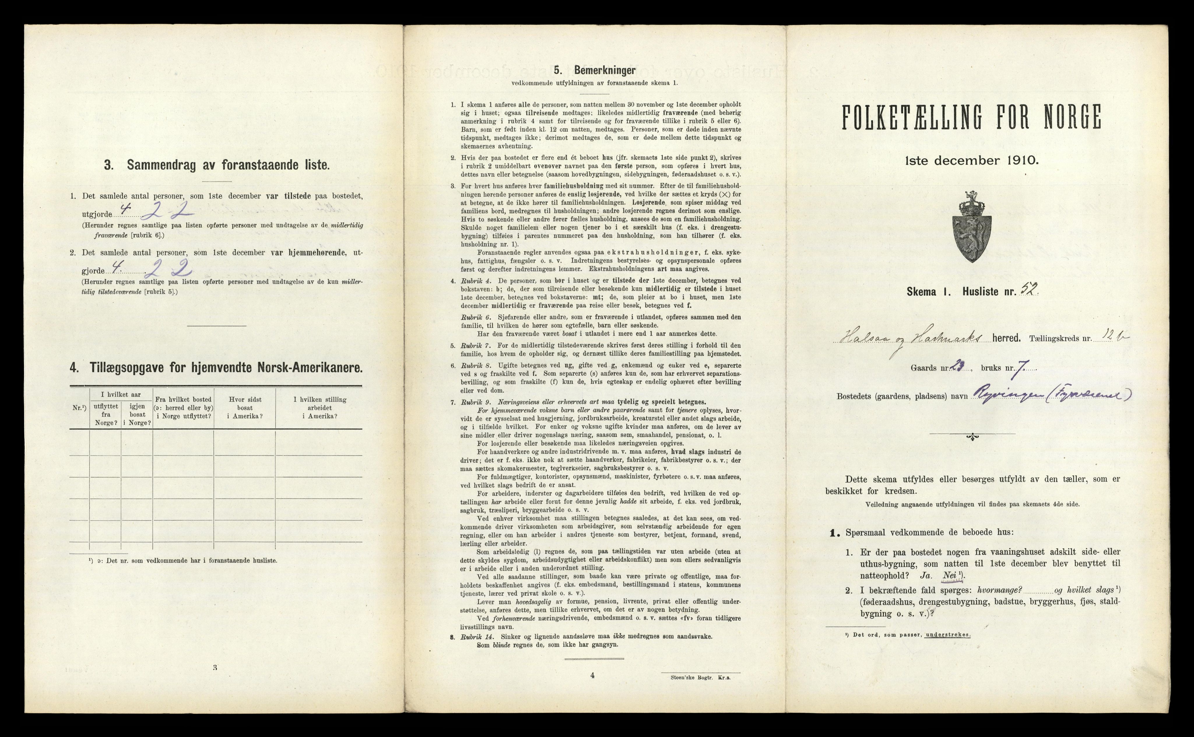 RA, 1910 census for Halse og Harkmark, 1910, p. 1248