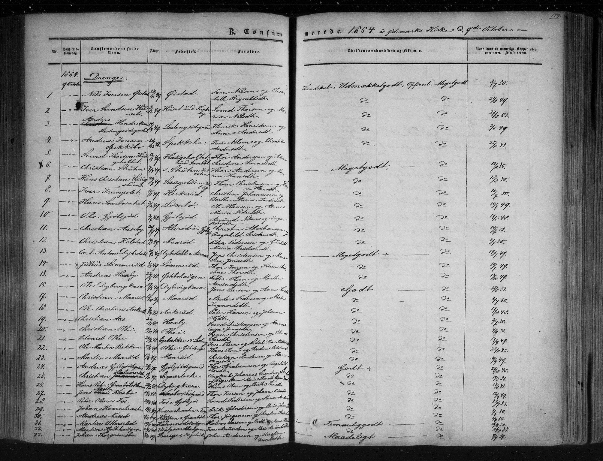 Aremark prestekontor Kirkebøker, SAO/A-10899/F/Fc/L0003: Parish register (official) no. III 3, 1850-1865, p. 179