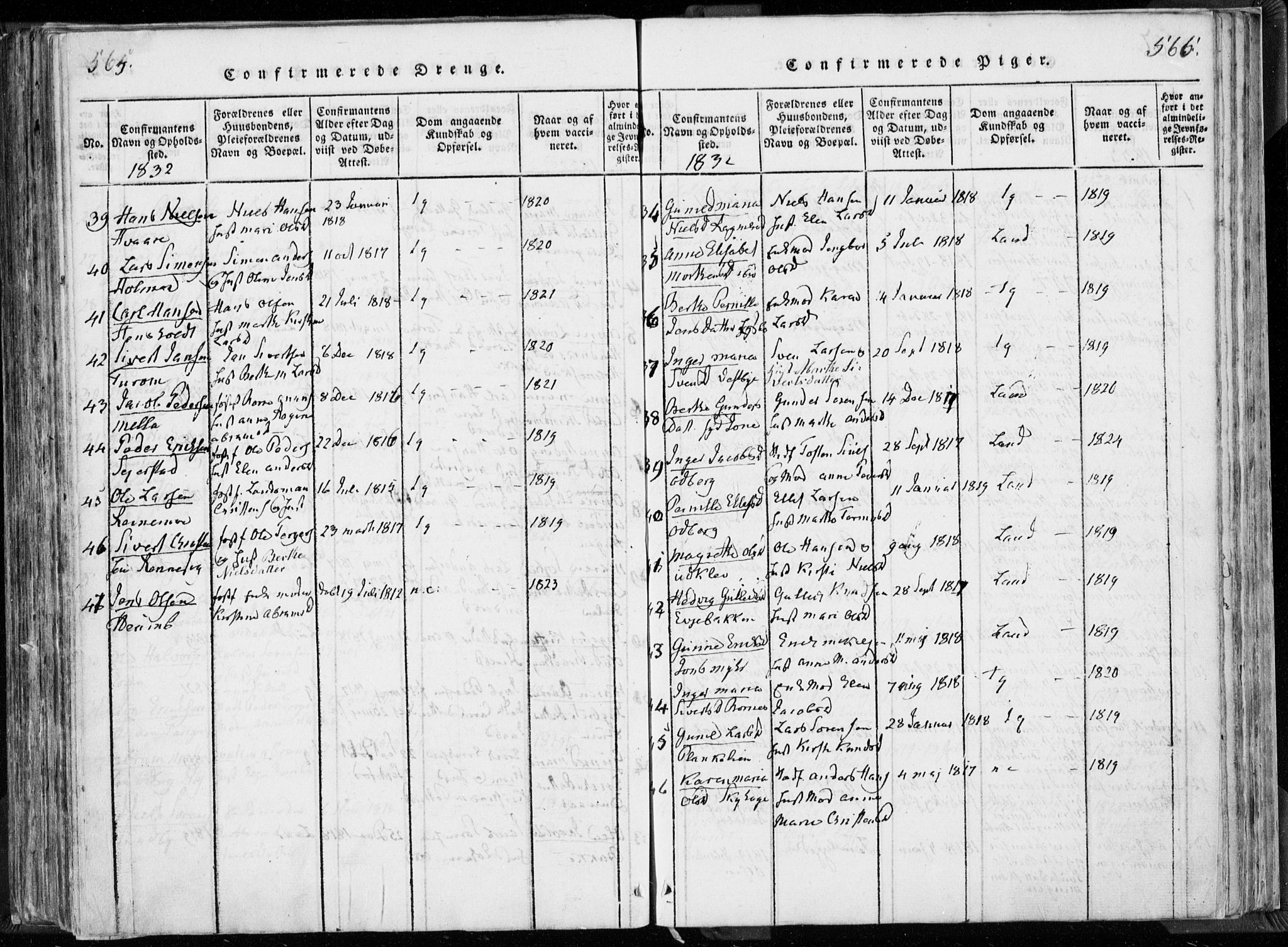 Hedrum kirkebøker, AV/SAKO-A-344/F/Fa/L0004: Parish register (official) no. I 4, 1817-1835, p. 565-566