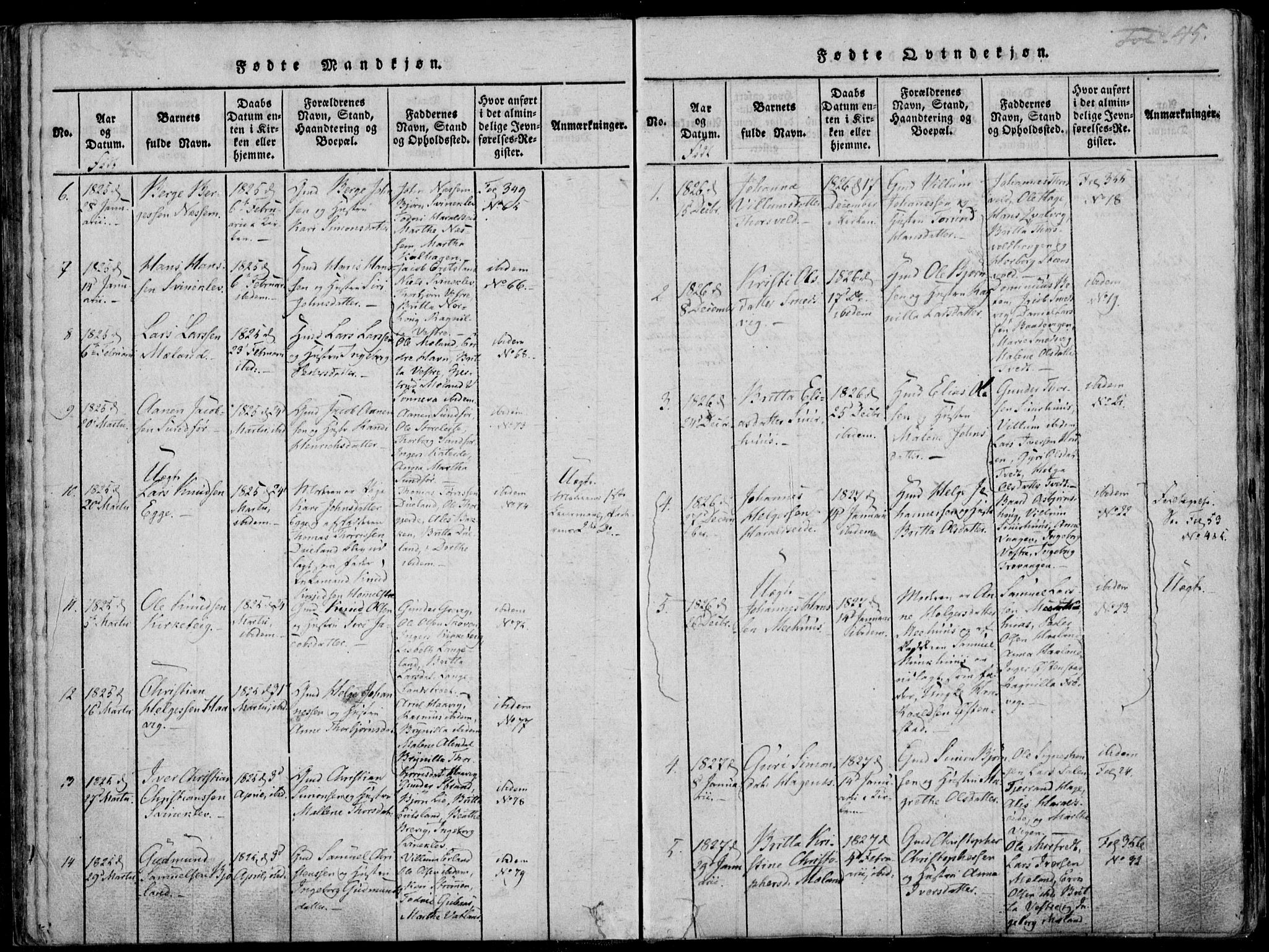 Skjold sokneprestkontor, SAST/A-101847/H/Ha/Haa/L0003: Parish register (official) no. A 3, 1815-1835, p. 45