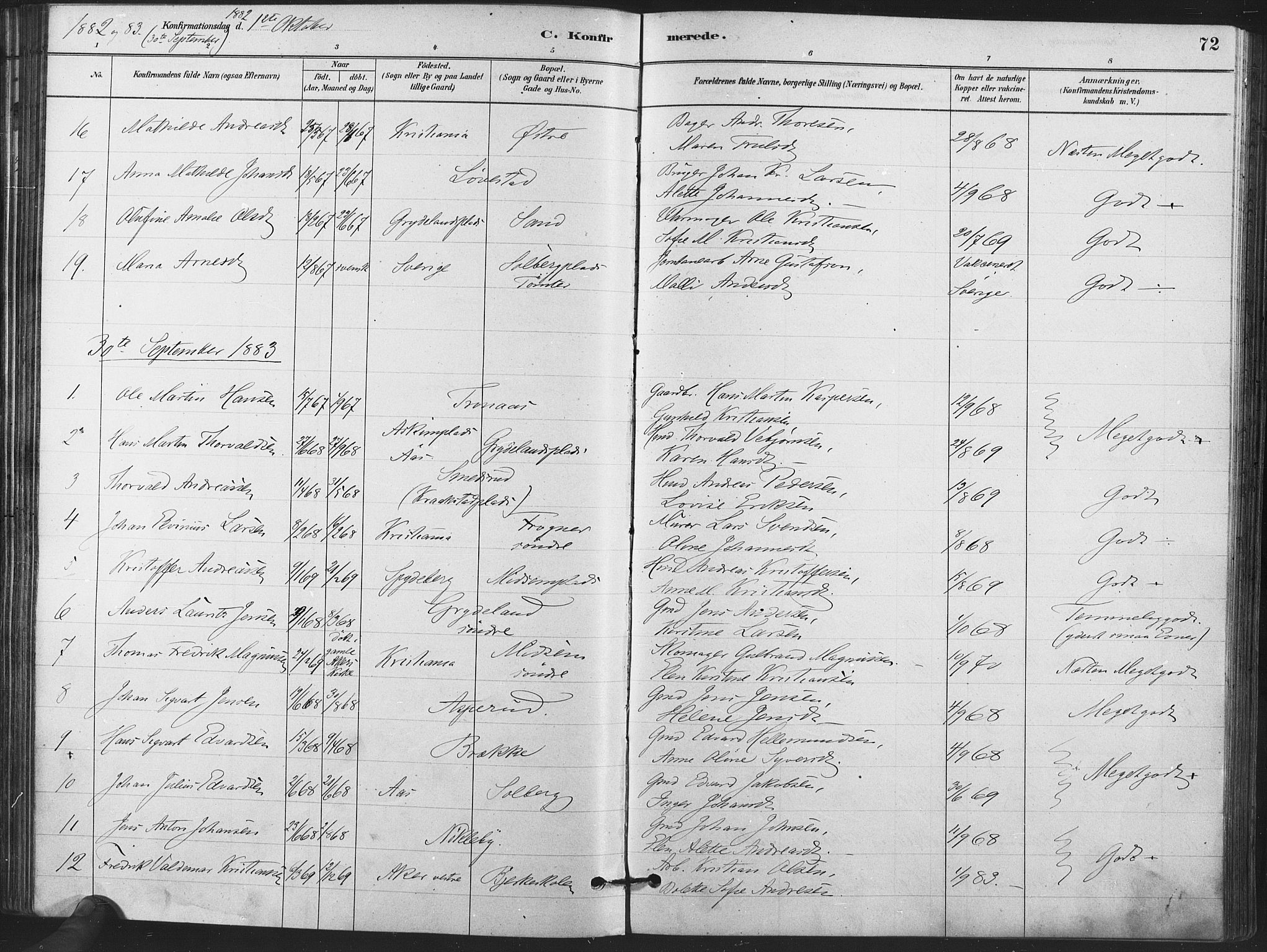 Kråkstad prestekontor Kirkebøker, AV/SAO-A-10125a/F/Fa/L0009: Parish register (official) no. I 9, 1880-1892, p. 72