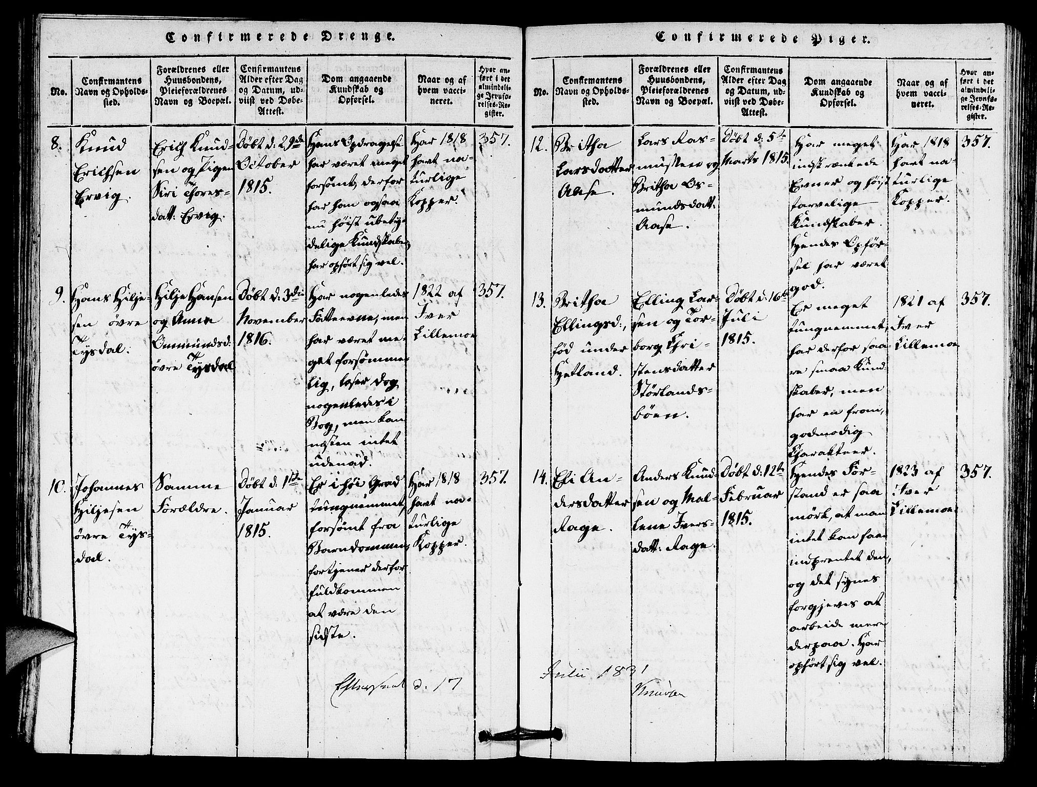 Hjelmeland sokneprestkontor, AV/SAST-A-101843/01/IV/L0005: Parish register (official) no. A 5, 1816-1841, p. 259