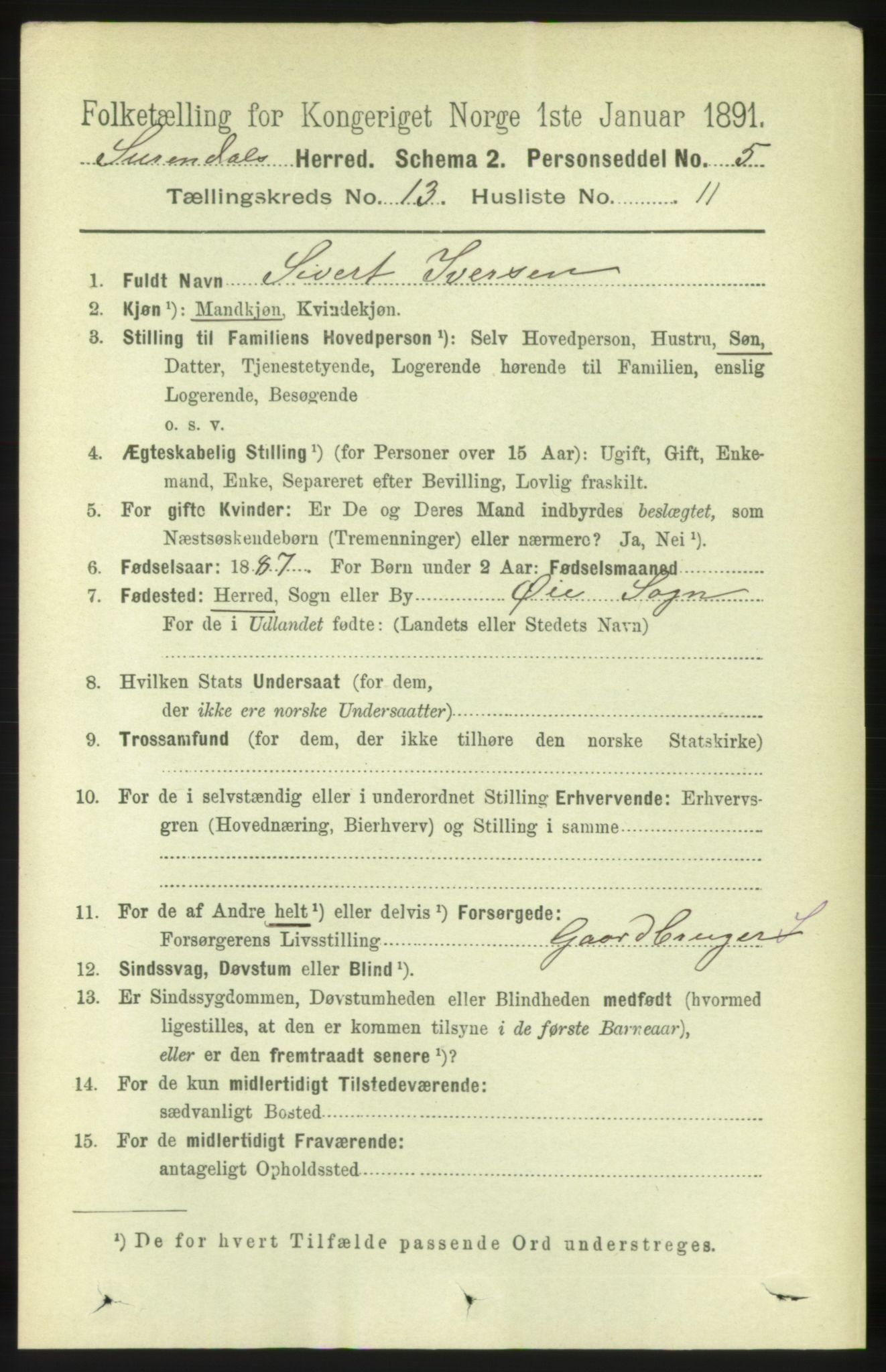 RA, 1891 census for 1566 Surnadal, 1891, p. 3234